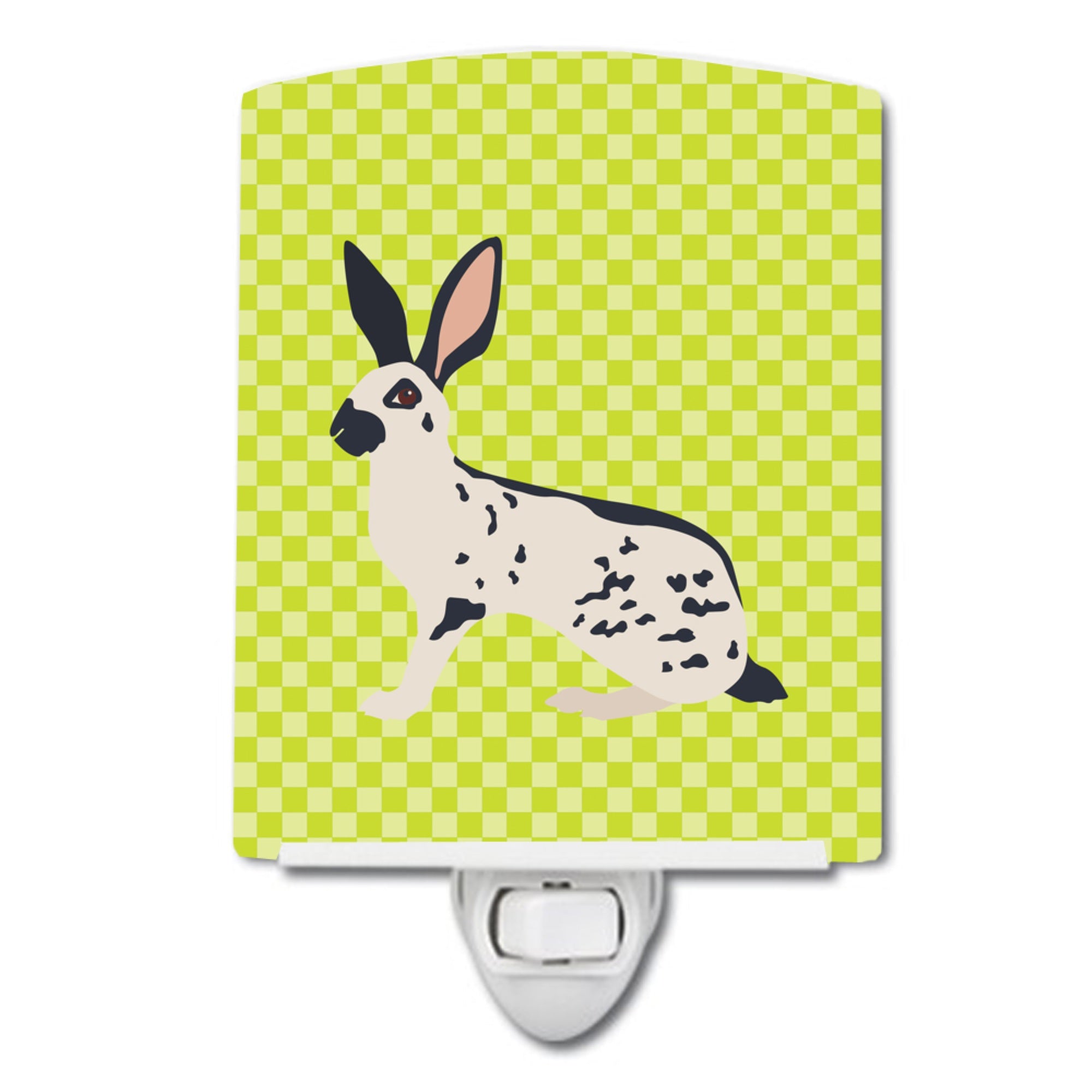  inchCarolines Treasures English Spot Rabbit Green Ceramic Night Light, 6x4, Multicolor inch