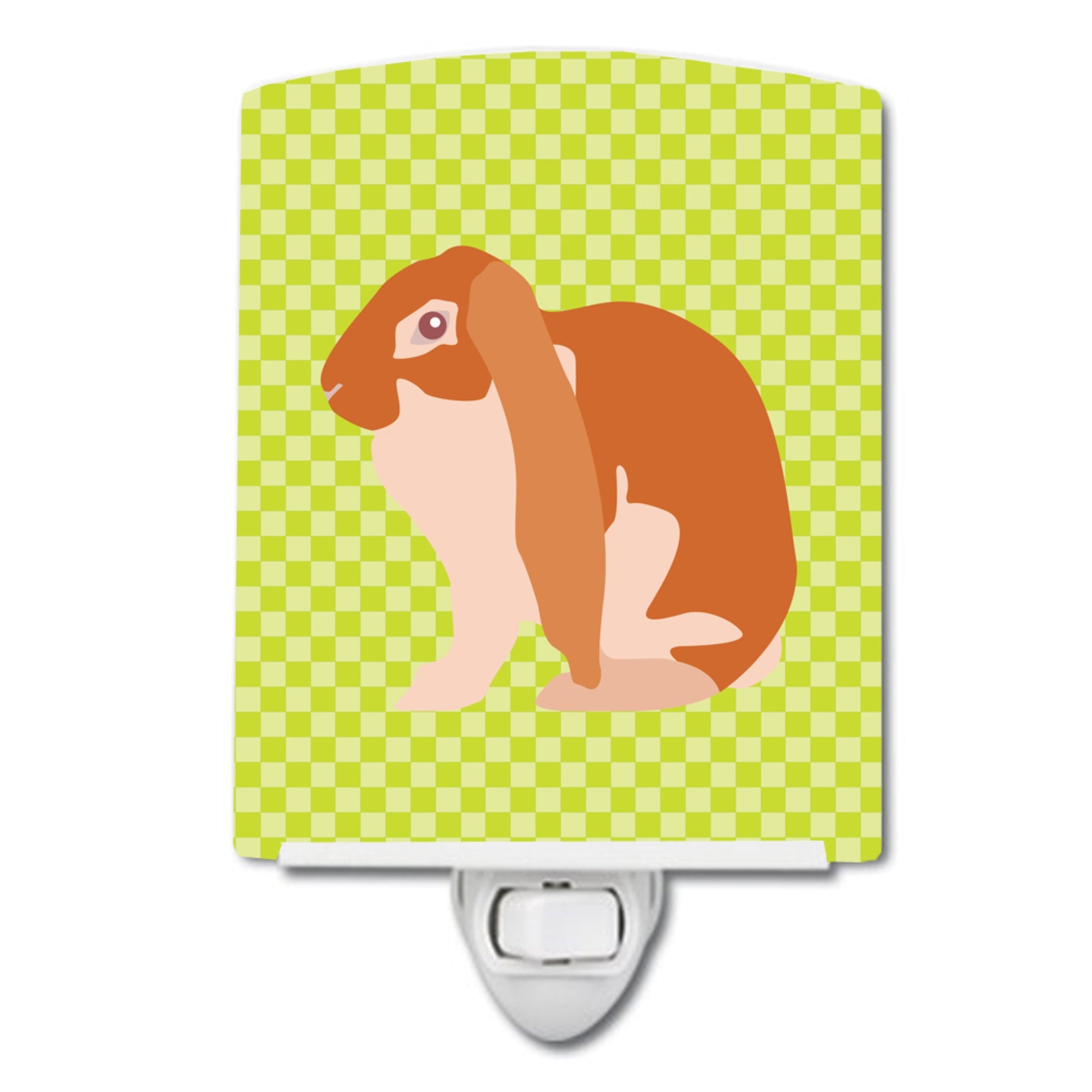  inchCarolines Treasures English Lop Rabbit Green Ceramic Night Light, 6x4, Multicolor inch