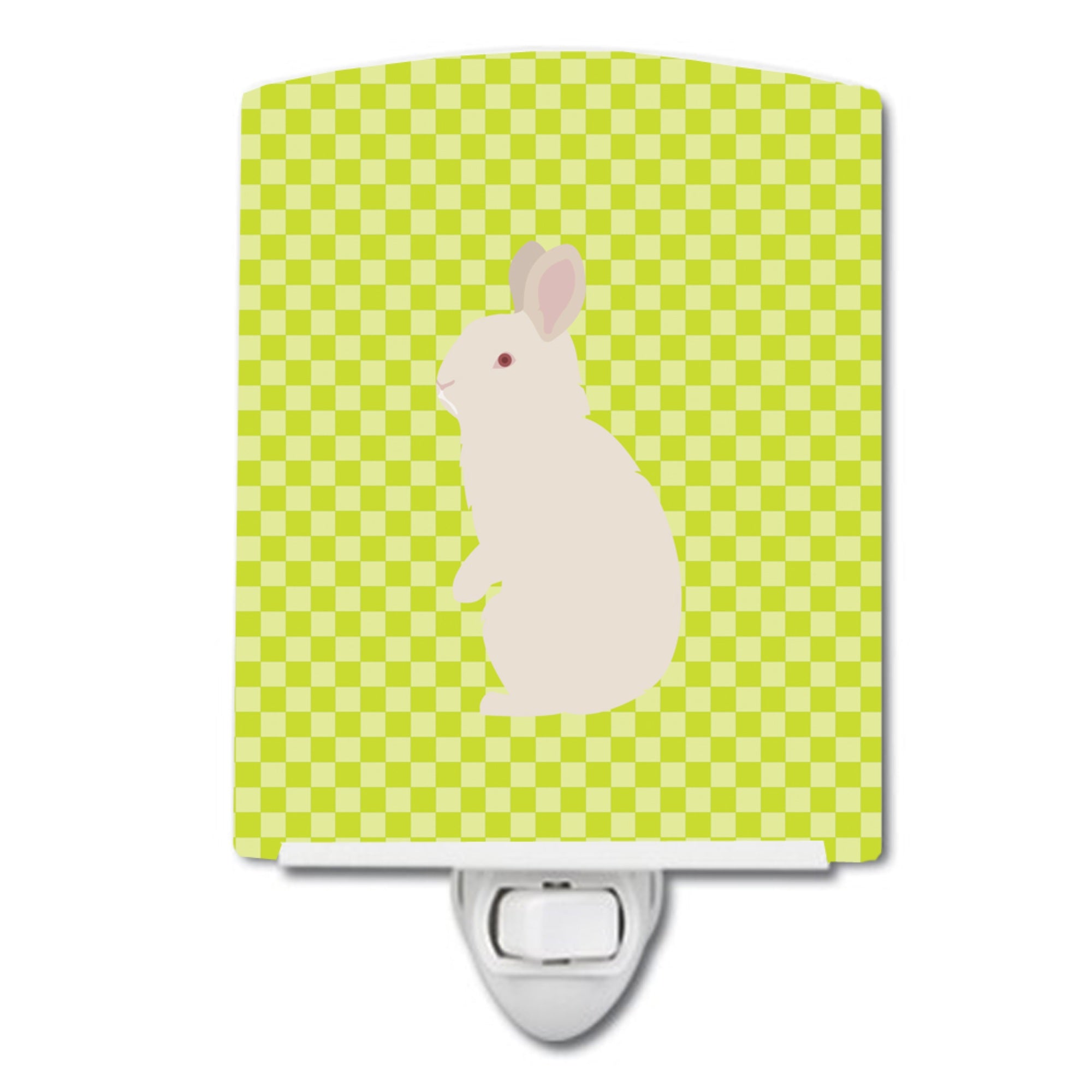  inchCarolines Treasures New Zealand White Rabbit Green Ceramic Night Light, 6x4, Multicolor inch