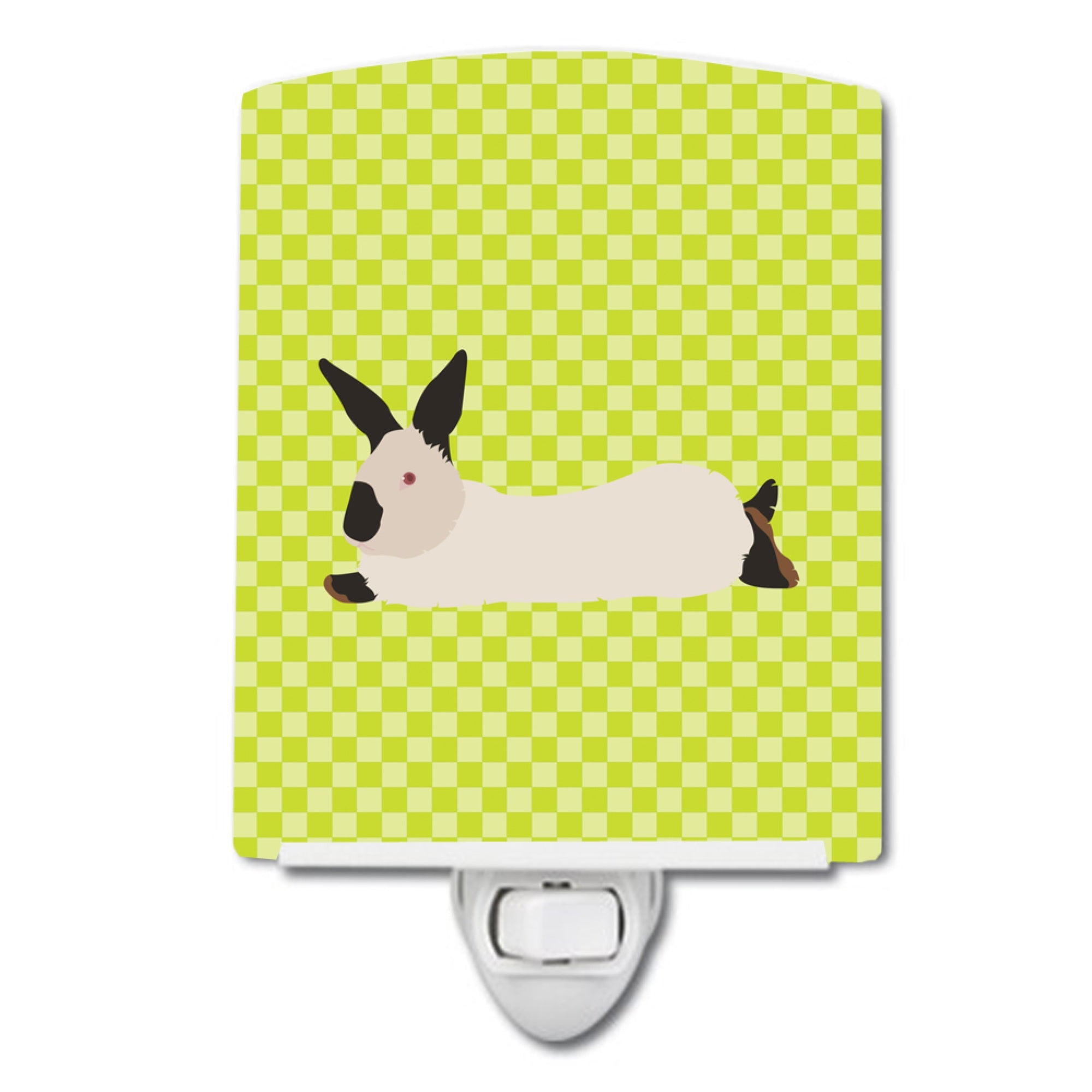  inchCarolines Treasures California White Rabbit Green Ceramic Night Light, 6x4, Multicolor inch