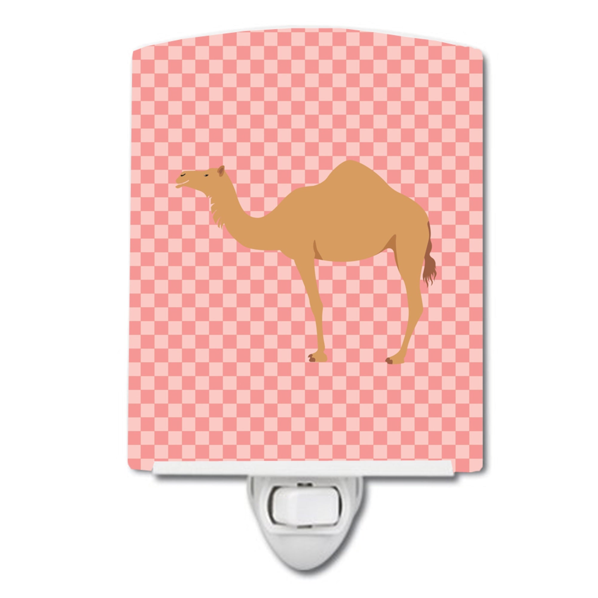  inchCarolines Treasures Arabian Camel Dromedary Pink Check Ceramic Night Light, 6x4, Multicolor inch