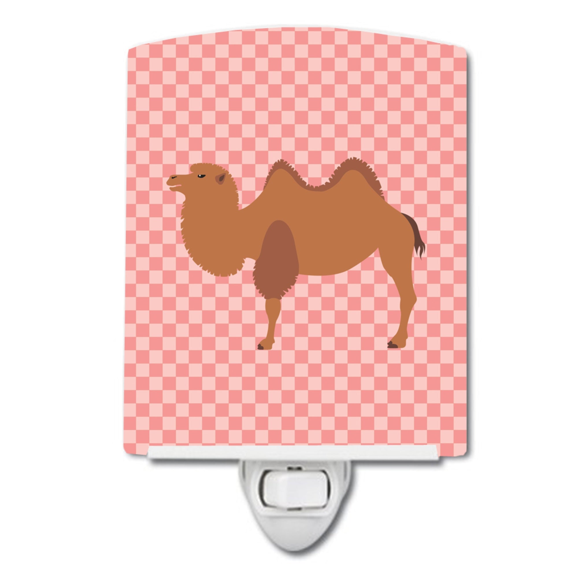  inchCarolines Treasures Bactrian Camel Pink Check Ceramic Night Light, 6x4, Multicolor inch