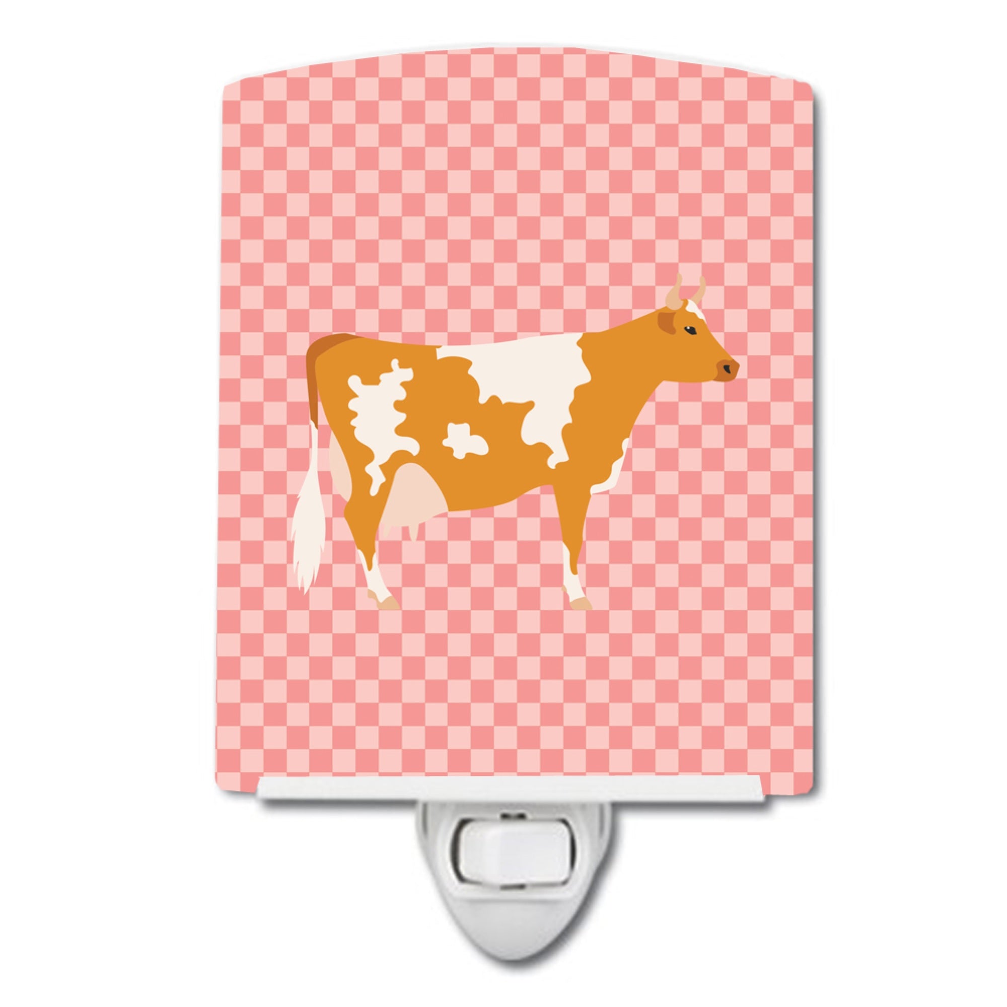  inchCarolines Treasures Guernsey Cow Pink Check Ceramic Night Light, 6x4, Multicolor inch