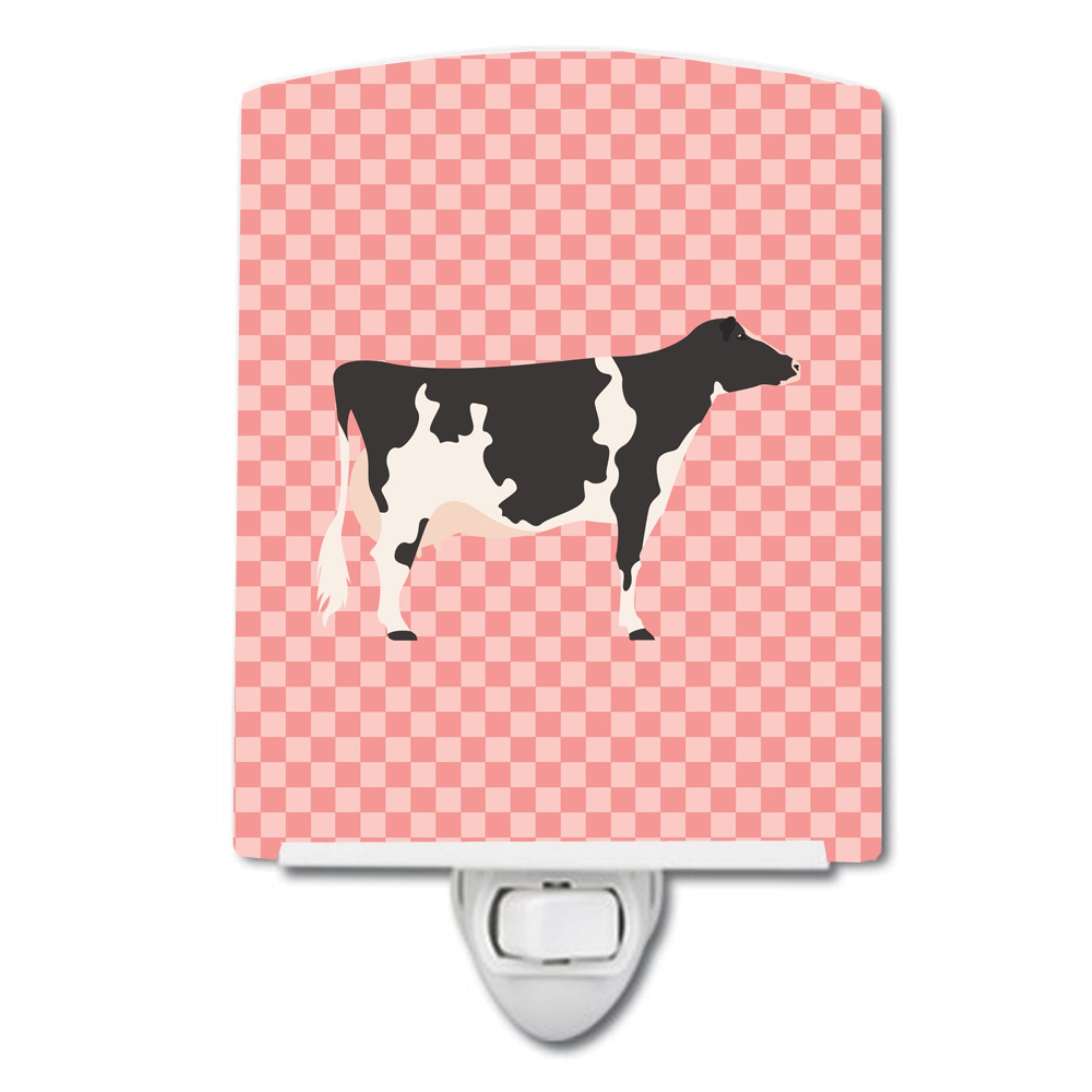  inchCarolines Treasures Holstein Cow Pink Check Ceramic Night Light, 6x4, Multicolor inch