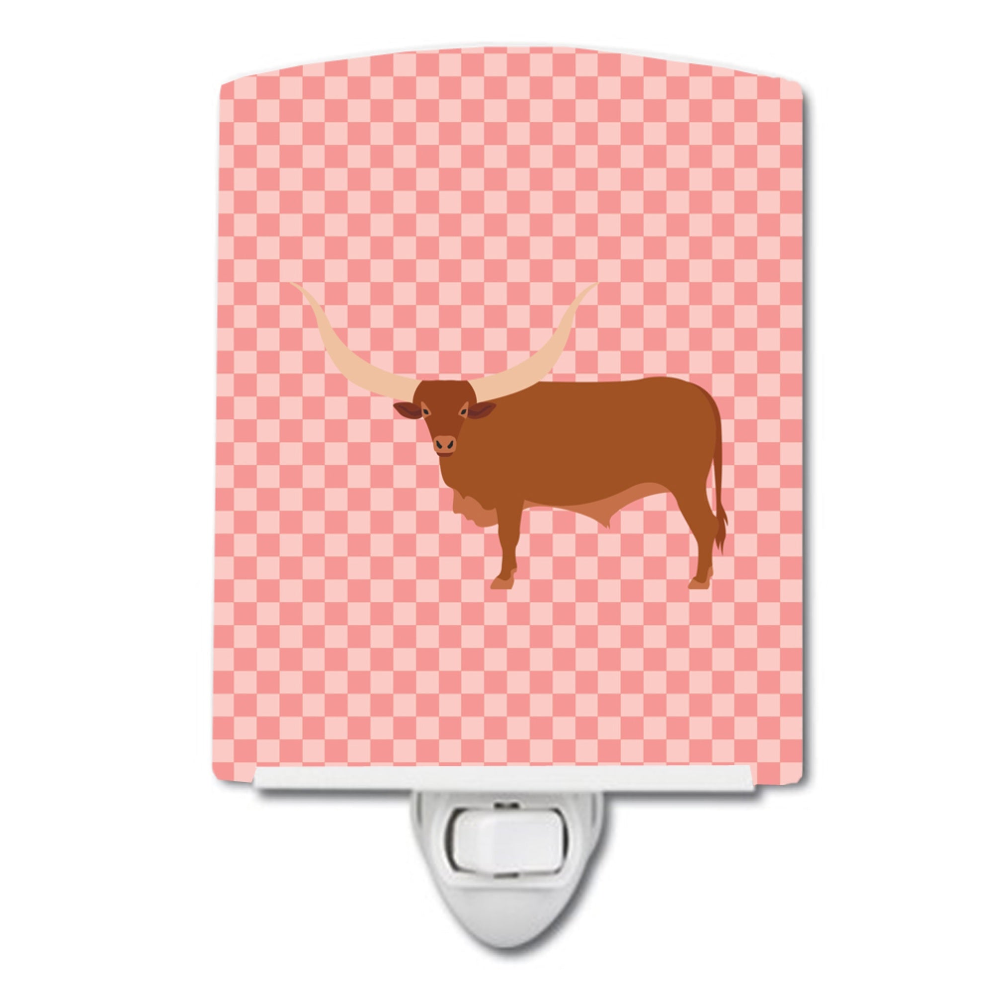  inchCarolines Treasures AnkoleWatusu Cow Pink Check Ceramic Night Light, 6x4, Multicolor inch
