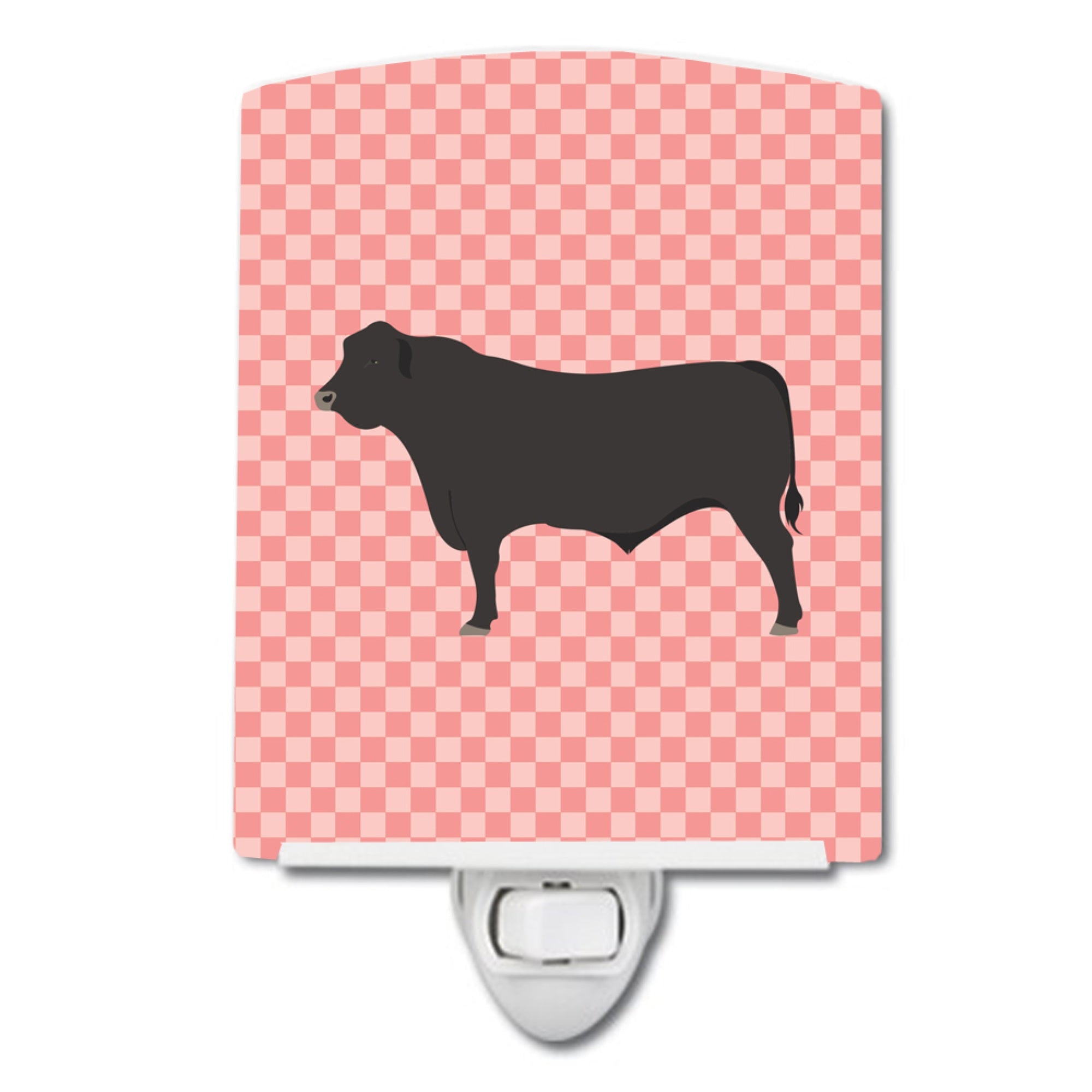  inchCarolines Treasures Black Angus Cow Pink Check Ceramic Night Light, 6x4, Multicolor inch