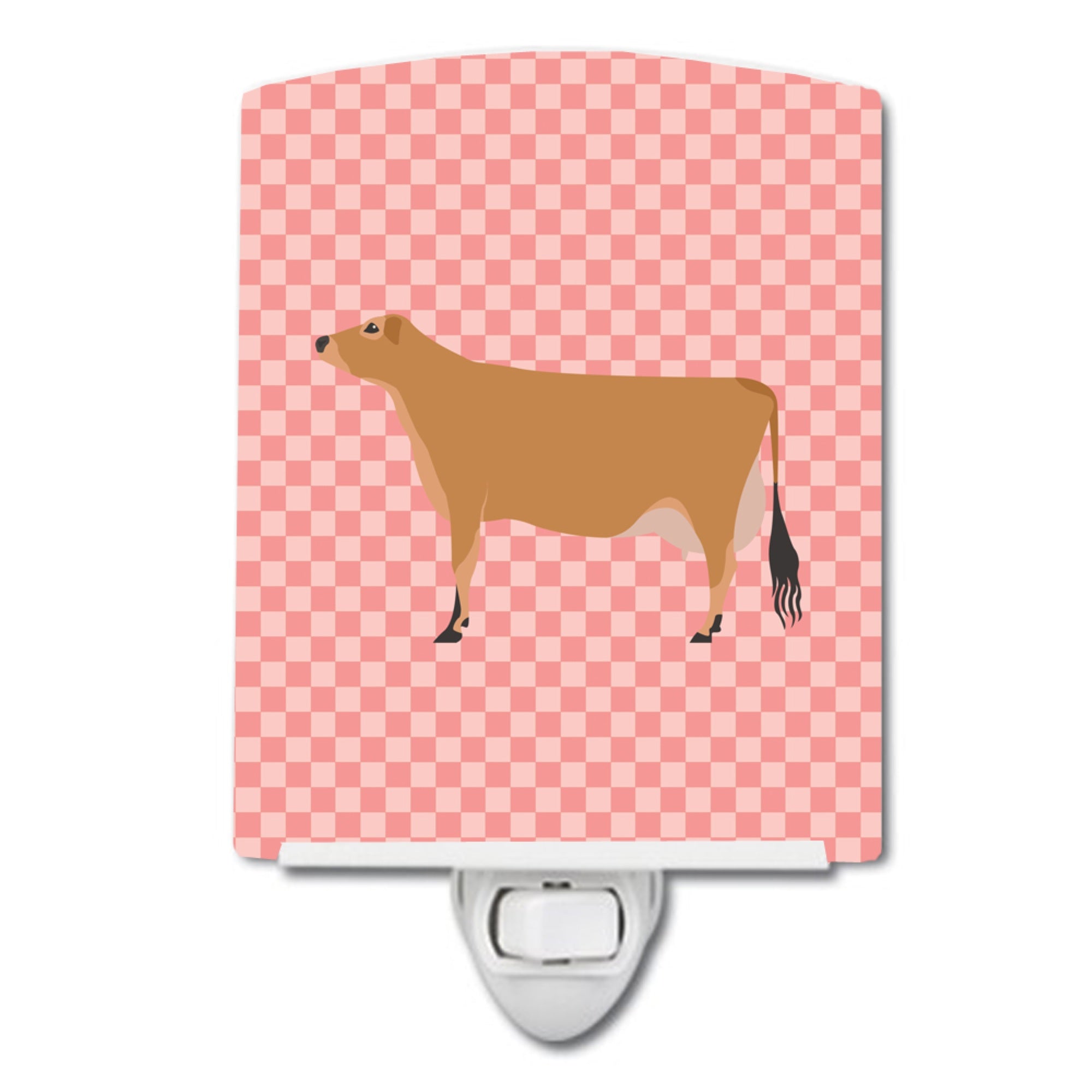  inchCarolines Treasures Jersey Cow Pink Check Ceramic Night Light, 6x4, Multicolor inch