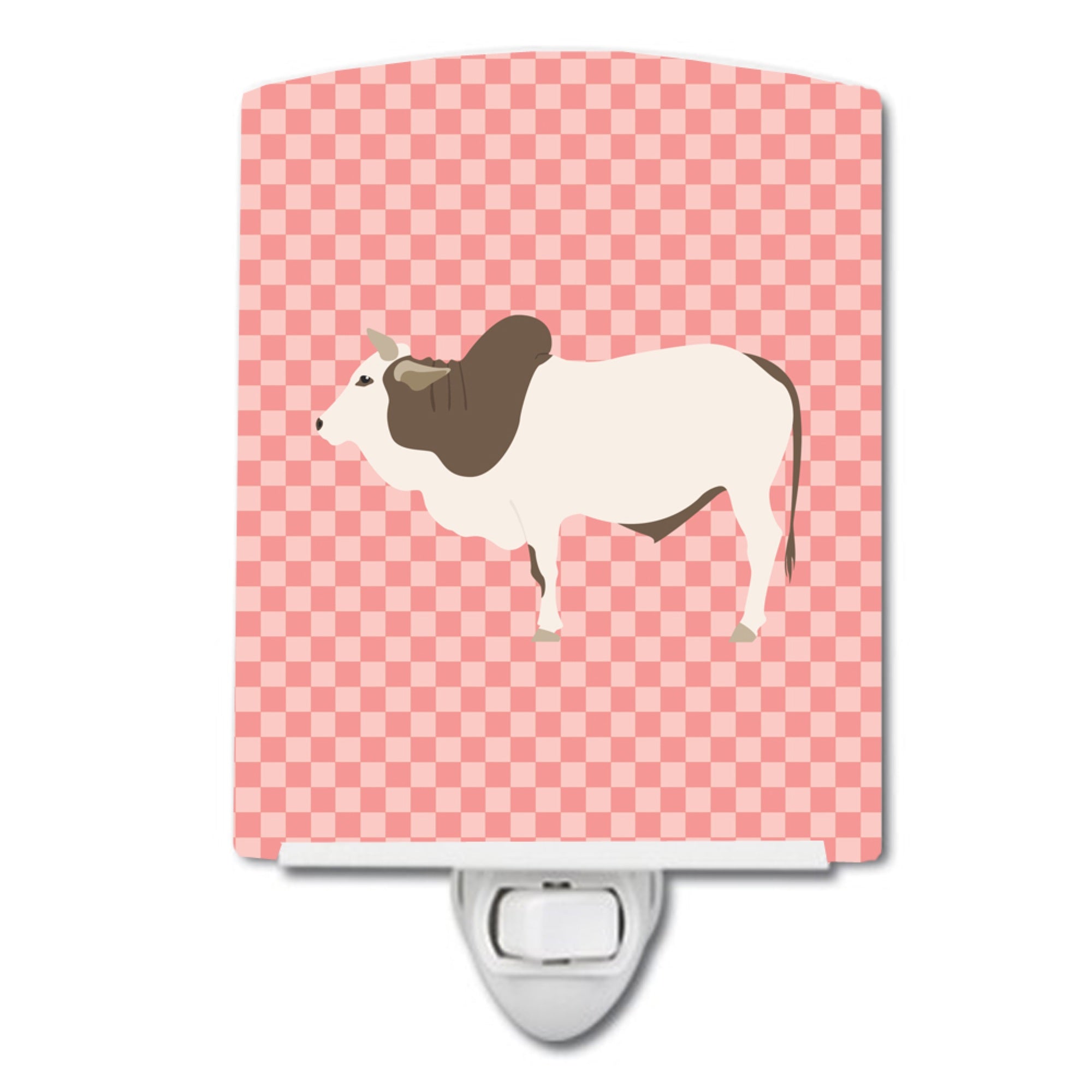  inchCarolines Treasures Malvi Cow Pink Check Ceramic Night Light, 6x4, Multicolor inch