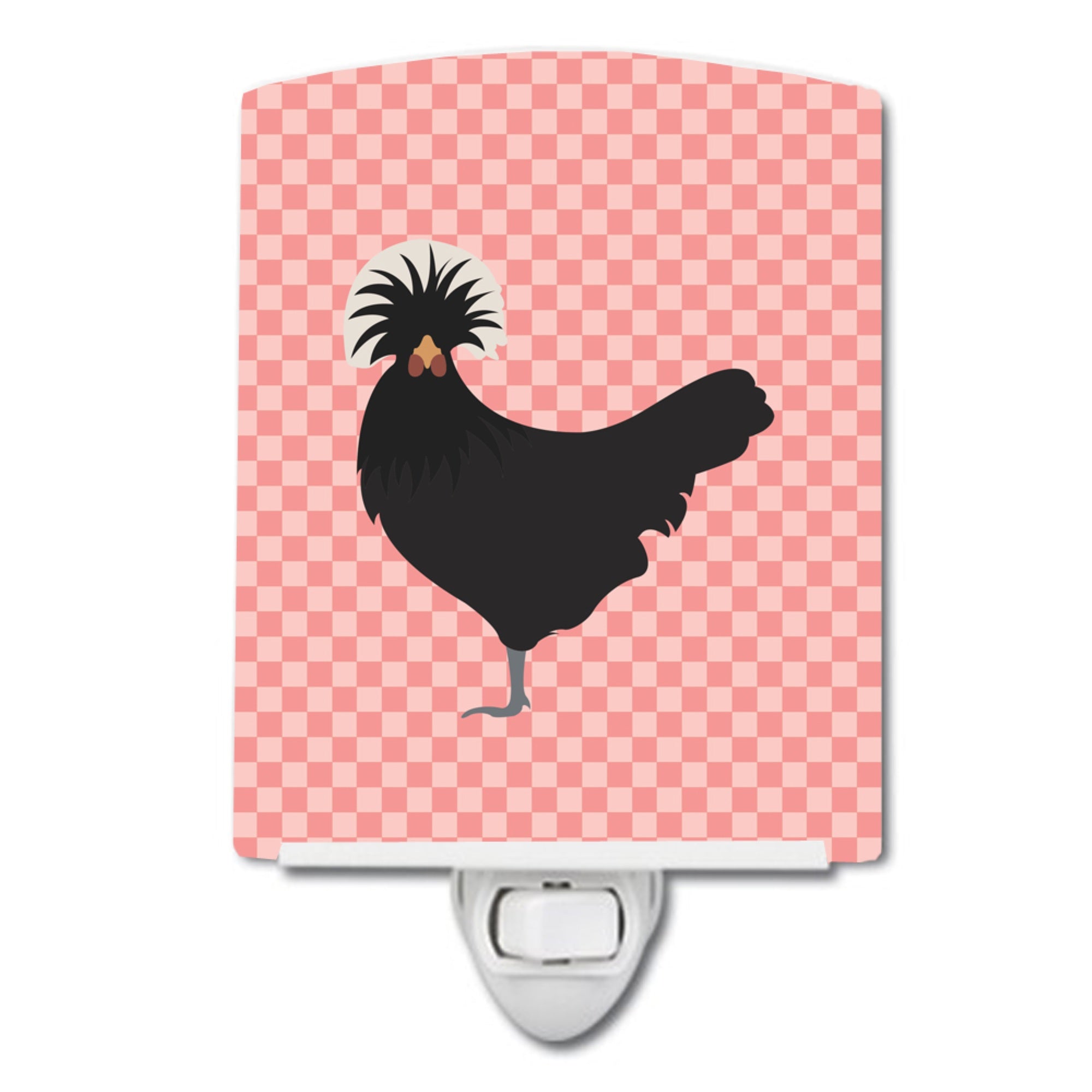  inchCarolines Treasures Polish Poland Chicken Pink Check Ceramic Night Light, 6x4, Multicolor inch