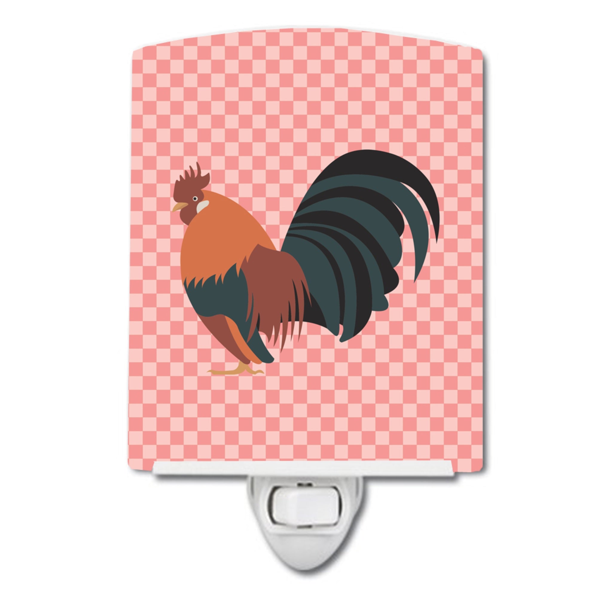  inchCarolines Treasures Dutch Bantam Chicken Pink Check Ceramic Night Light, 6x4, Multicolor inch
