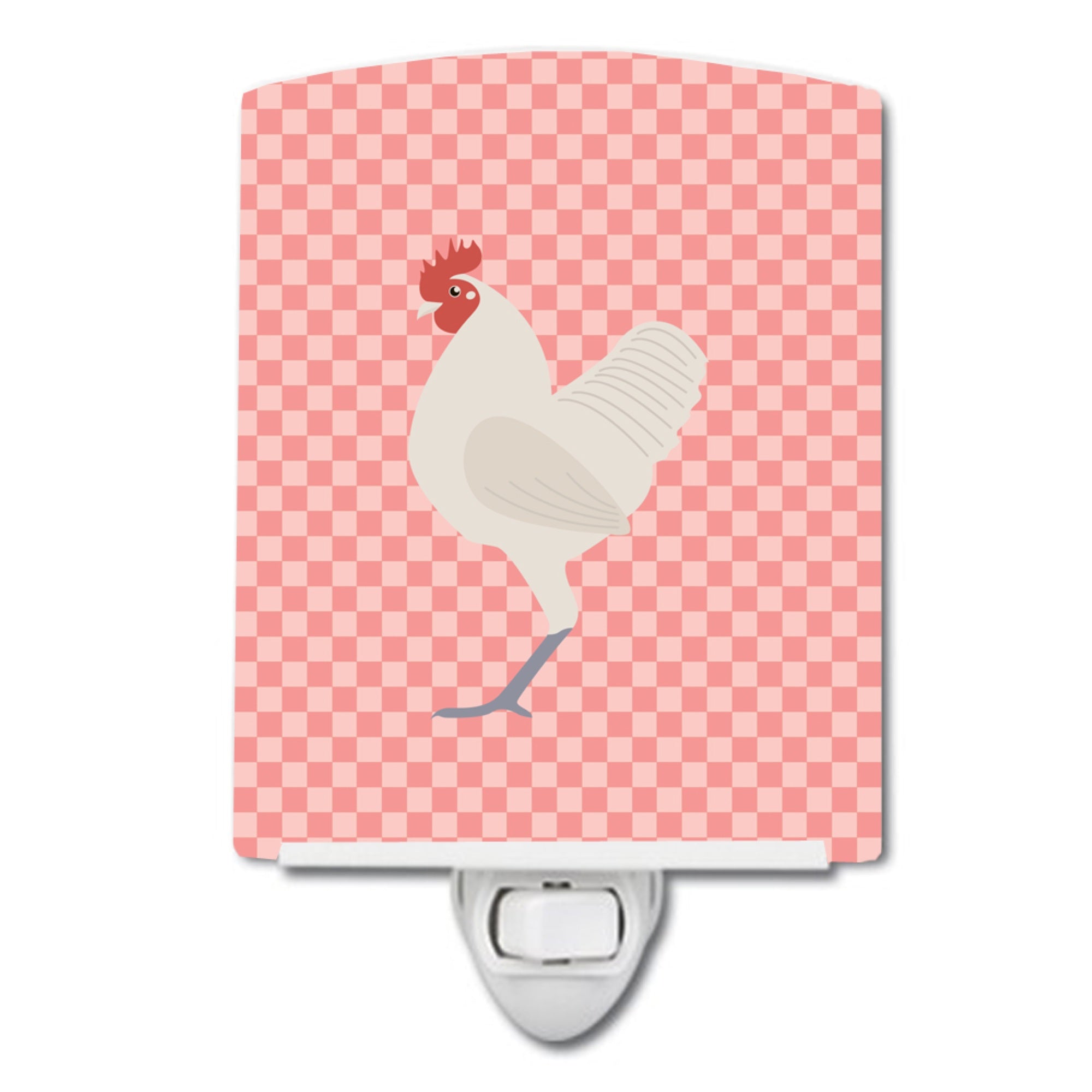  inchCarolines Treasures German Langshan Chicken Pink Check Ceramic Night Light, 6x4, Multicolor inch