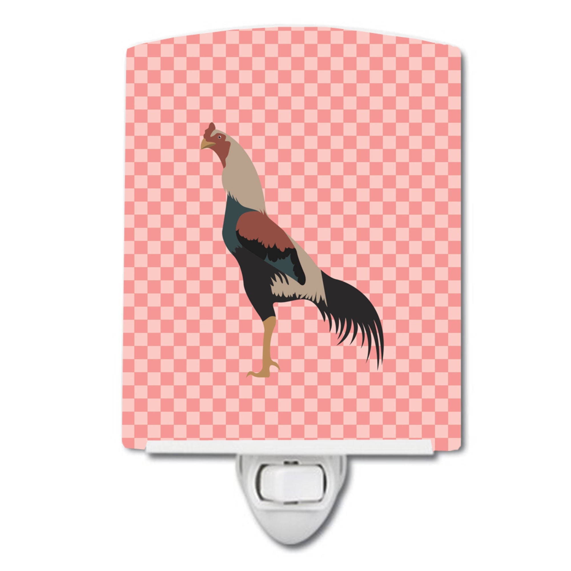  inchCarolines Treasures Kulang Chicken Pink Check Ceramic Night Light, 6x4, Multicolor inch
