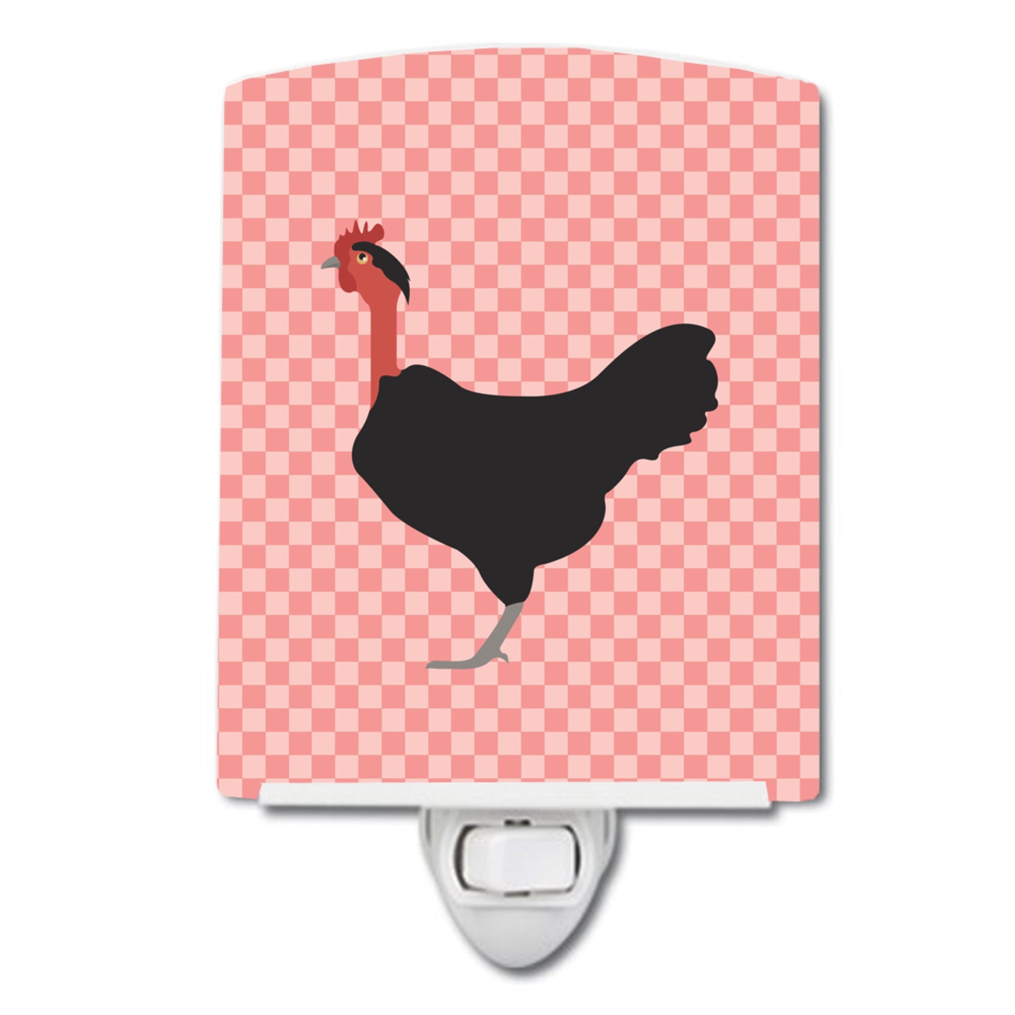  inchCarolines Treasures Naked Neck Chicken Pink Check Ceramic Night Light, 6x4, Multicolor inch