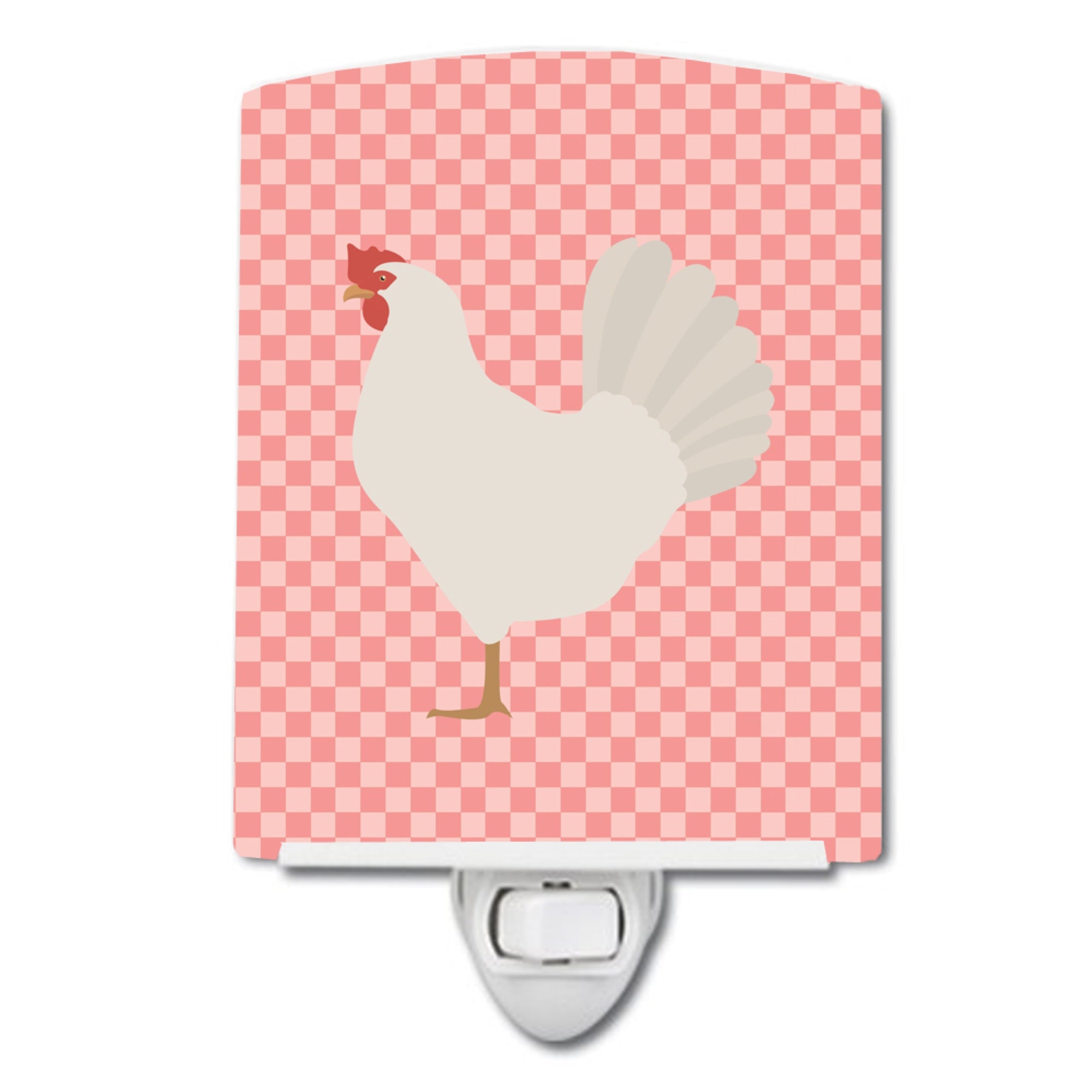  inchCarolines Treasures Leghorn Chicken Pink Check Ceramic Night Light, 6x4, Multicolor inch