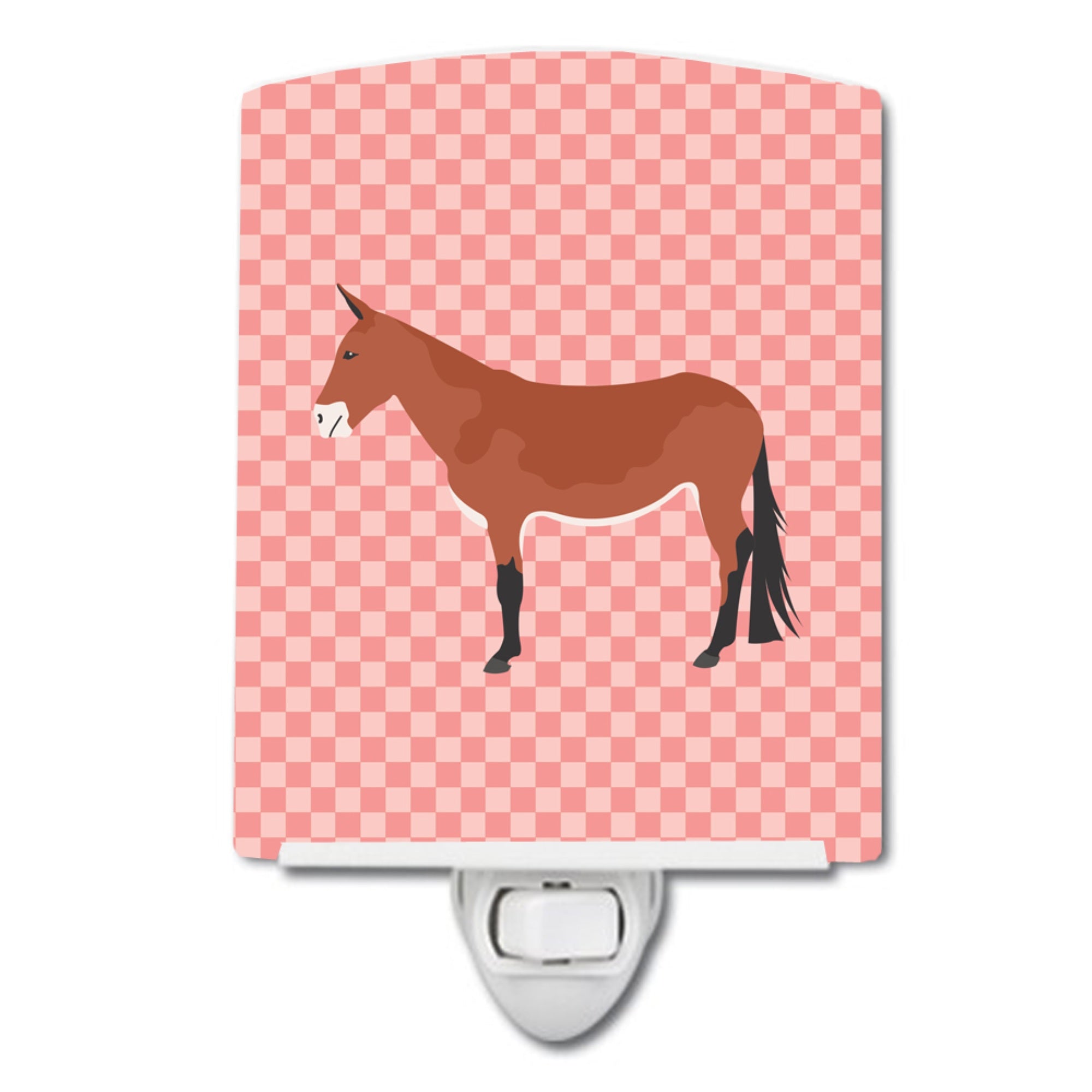  inchCarolines Treasures Mule Pink Check Ceramic Night Light, 6x4, Multicolor inch