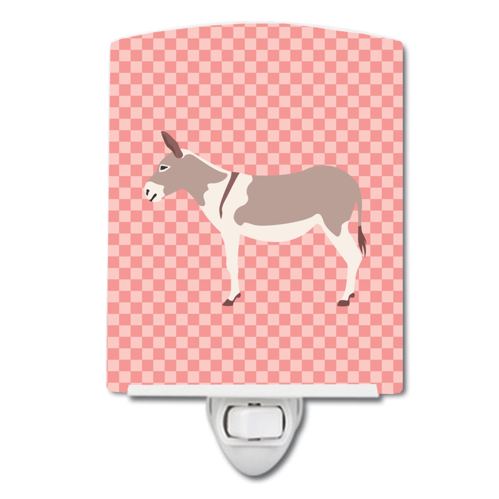  inchCarolines Treasures Australian Teamster Donkey Pink Check Ceramic Night Light, 6x4, Multicolor inch