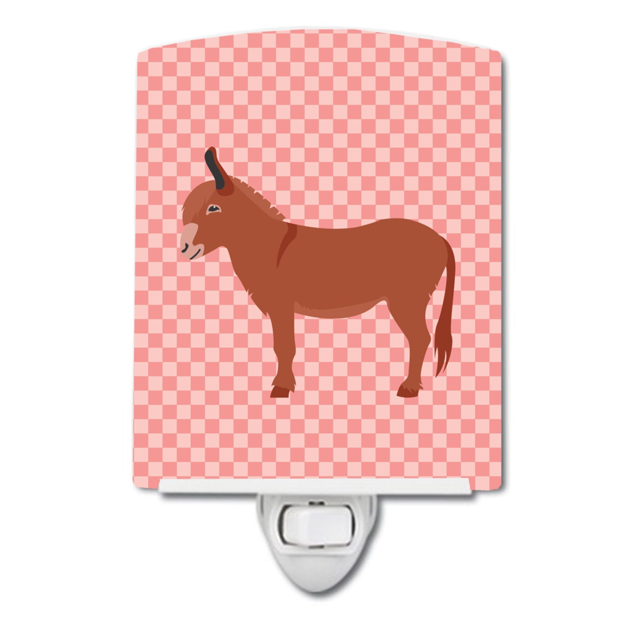  inchCarolines Treasures Irish Donkey Pink Check Ceramic Night Light, 6x4, Multicolor inch