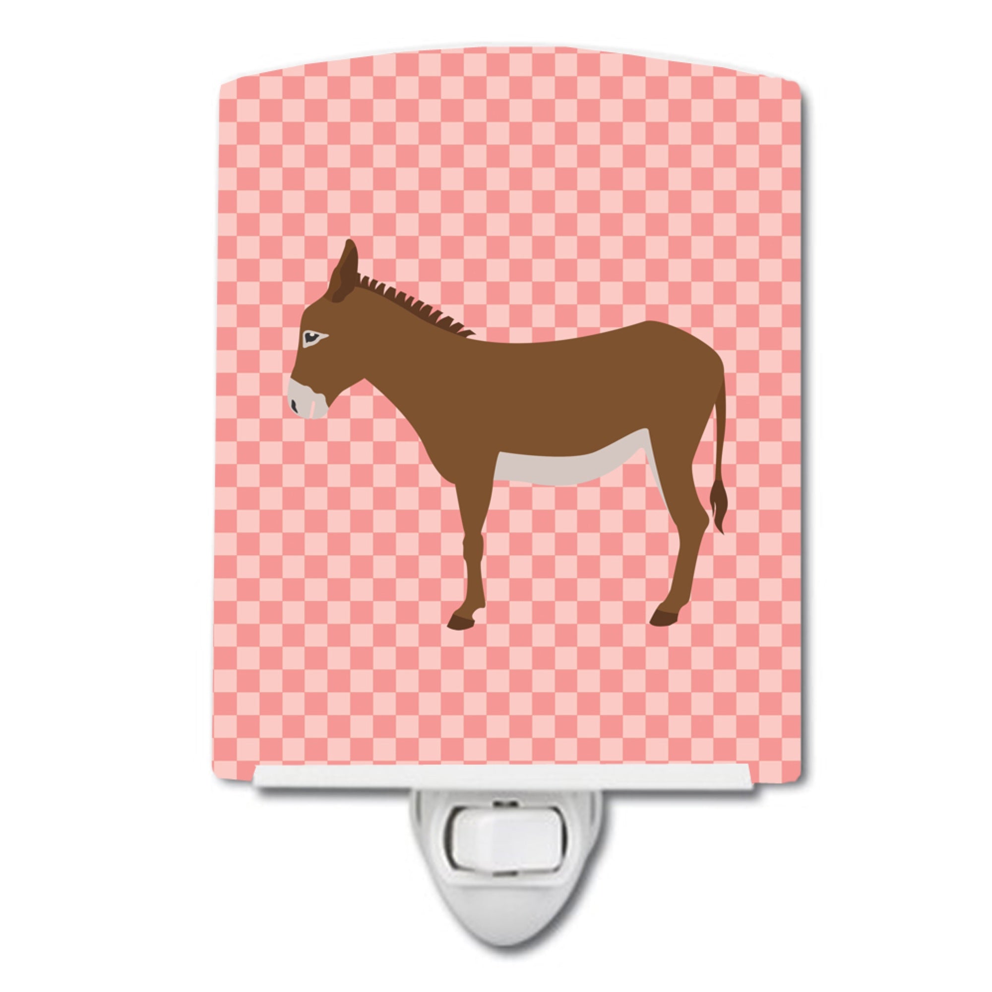  inchCarolines Treasures Cotentin Donkey Pink Check Ceramic Night Light, 6x4, Multicolor inch