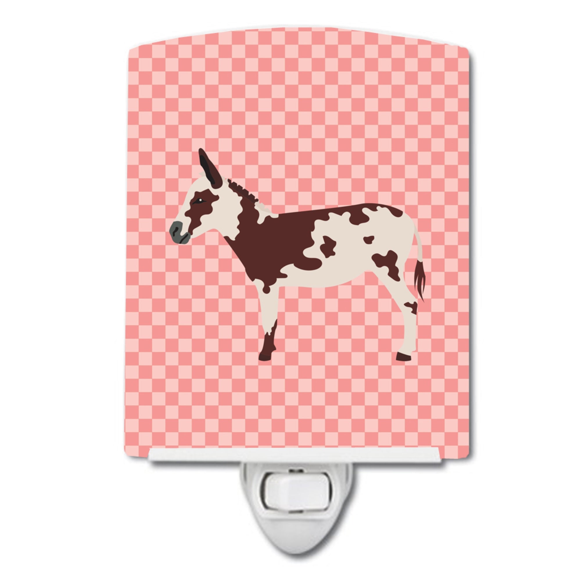 inchCarolines Treasures American Spotted Donkey Pink Check Ceramic Night Light, 6x4, Multicolor inch