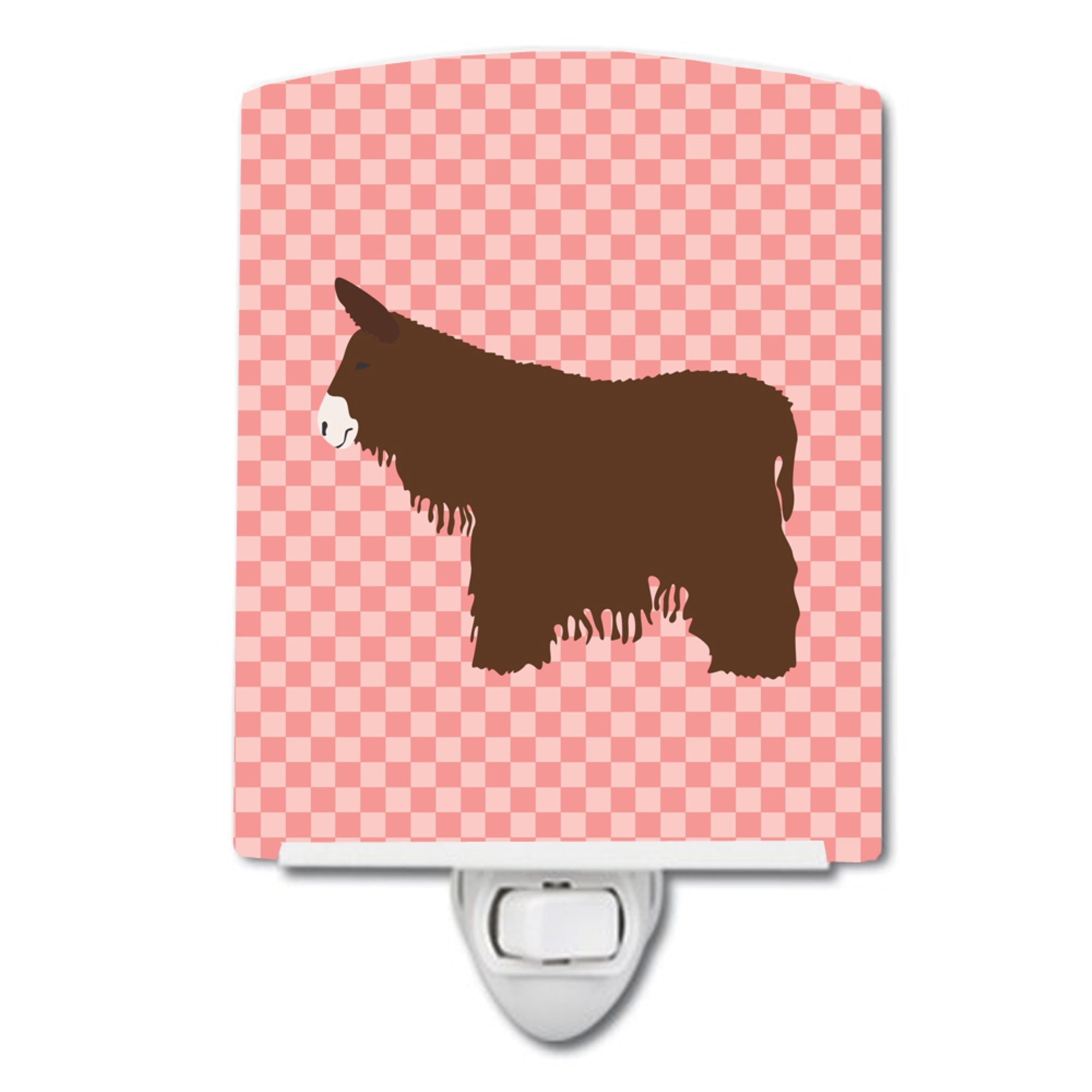  inchCarolines Treasures Poitou Poiteuin Donkey Pink Check Ceramic Night Light, 6x4, Multicolor inch