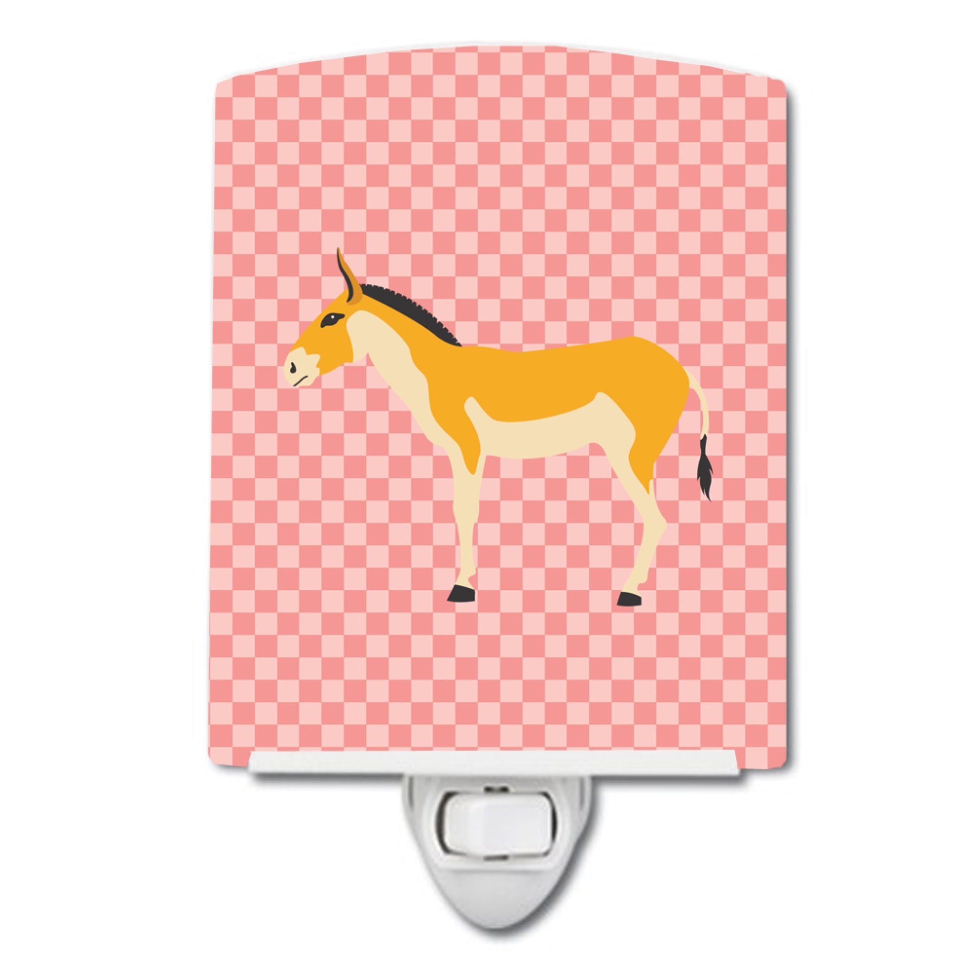  inchCarolines Treasures Turkmenian Kulan Donkey Pink Check Ceramic Night Light, 6x4, Multicolor inch