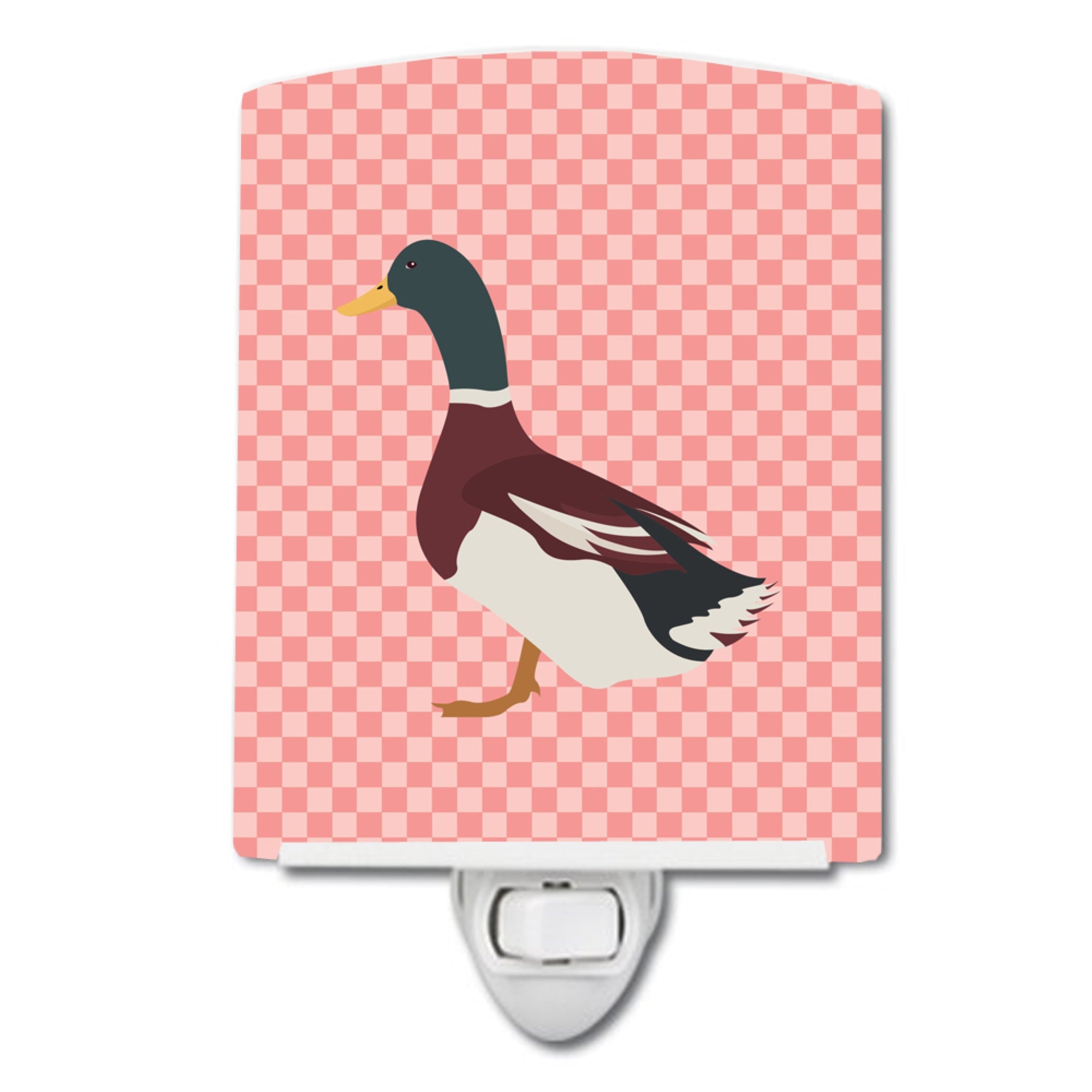  inchCarolines Treasures Rouen Duck Pink Check Ceramic Night Light, 6x4, Multicolor inch