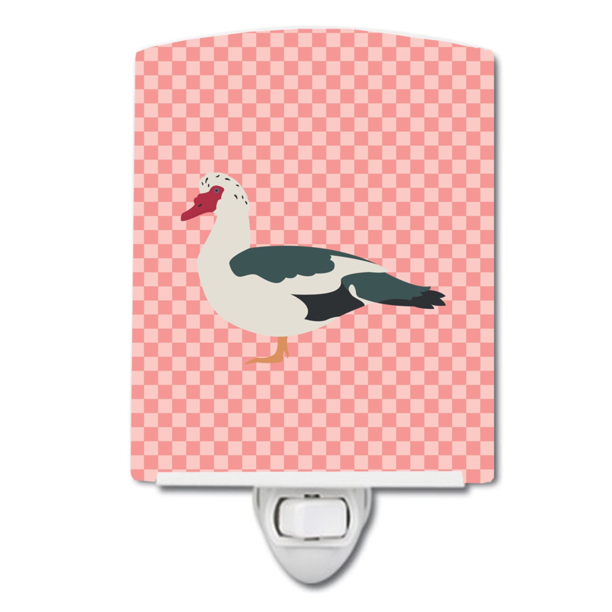  inchCarolines Treasures Muscovy Duck Pink Check Ceramic Night Light, 6x4, Multicolor inch
