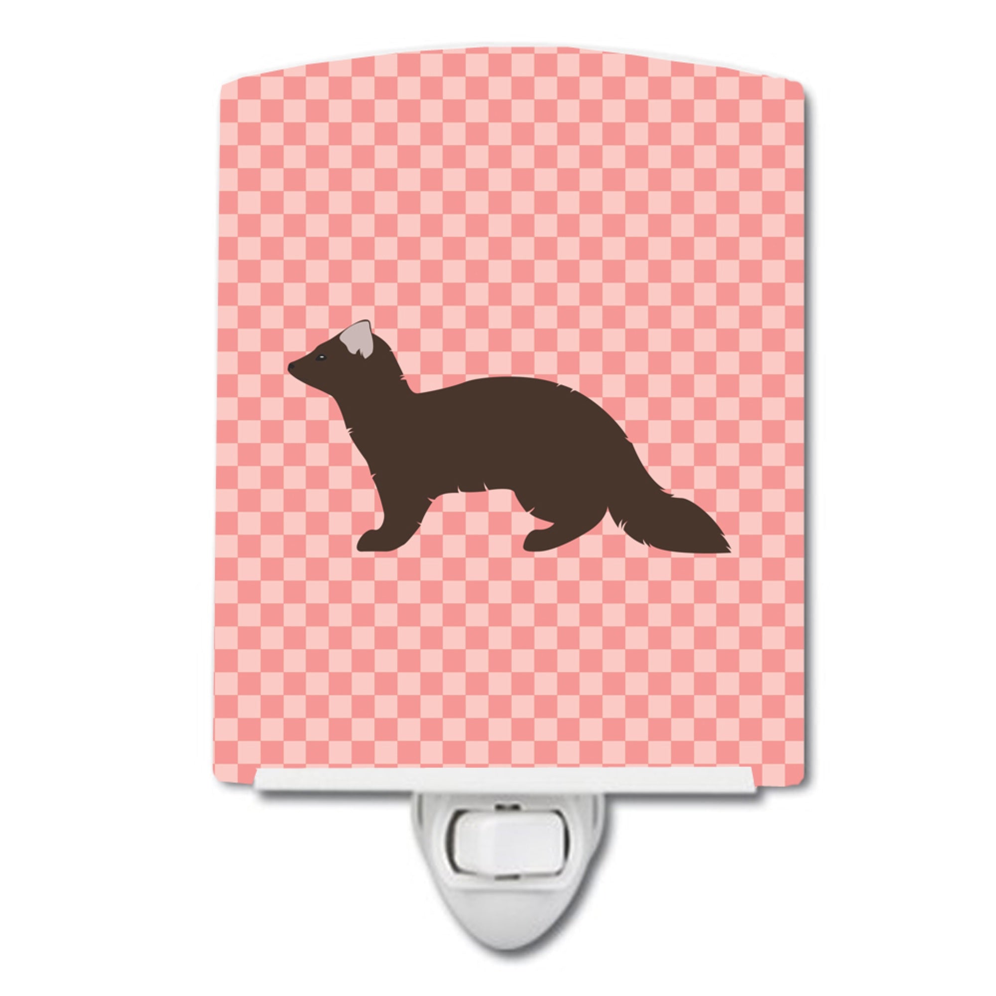  inchCarolines Treasures Sable Marten Pink Check Ceramic Night Light, 6x4, Multicolor inch