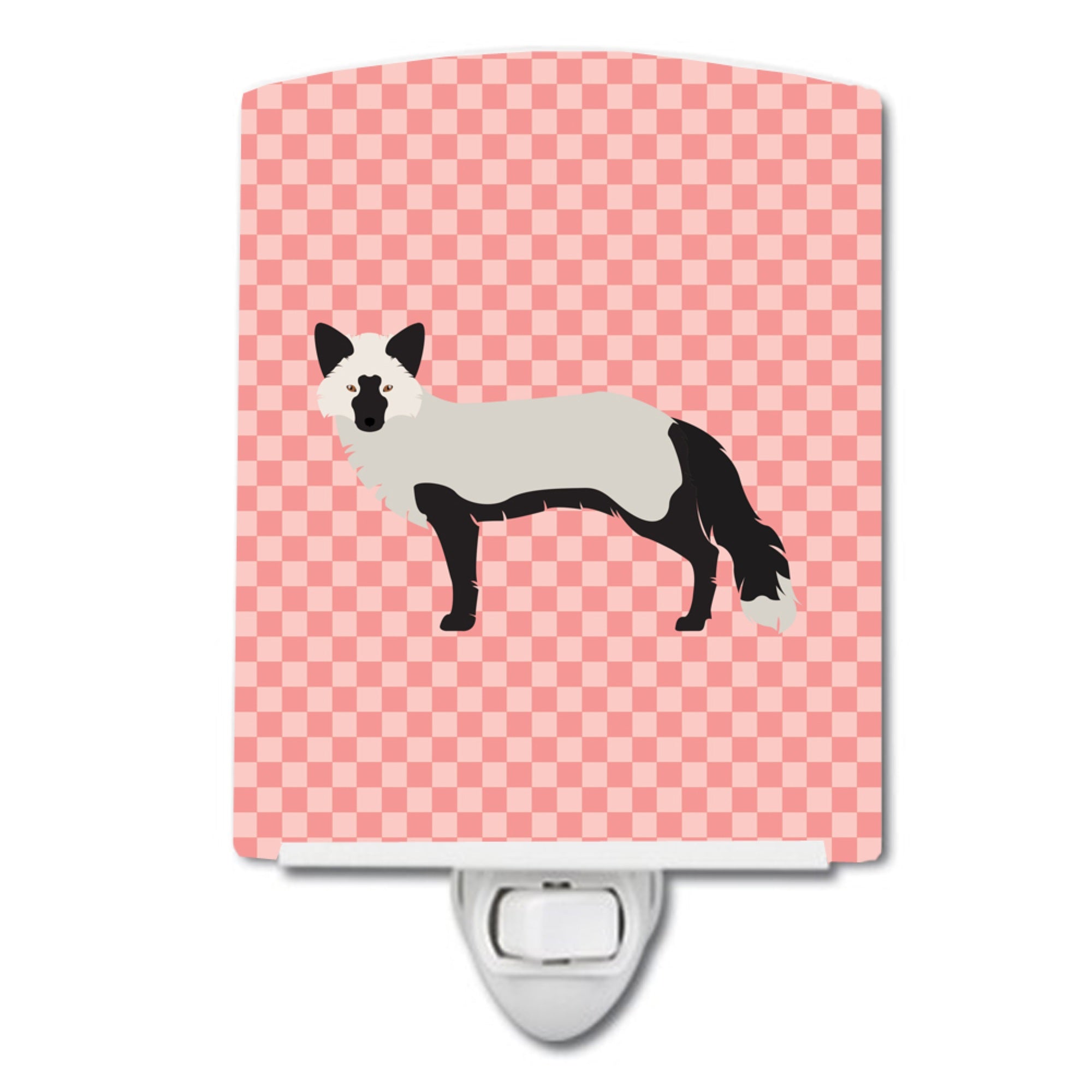  inchCarolines Treasures Silver Fox Pink Check Ceramic Night Light, 6x4, Multicolor inch