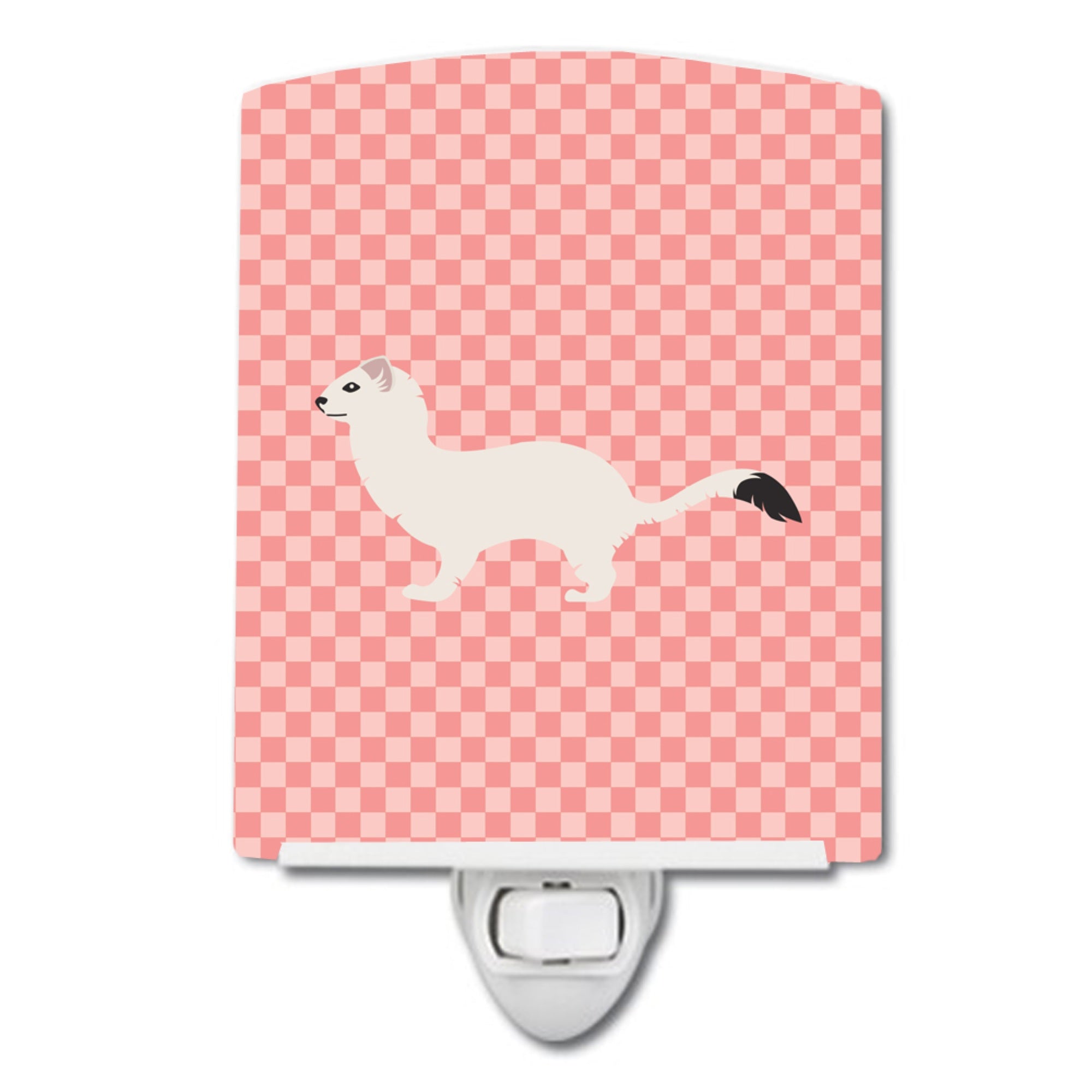  inchCarolines Treasures Stoat Shorttailed Weasel Pink Check Ceramic Night Light, 6x4, Multicolor inch