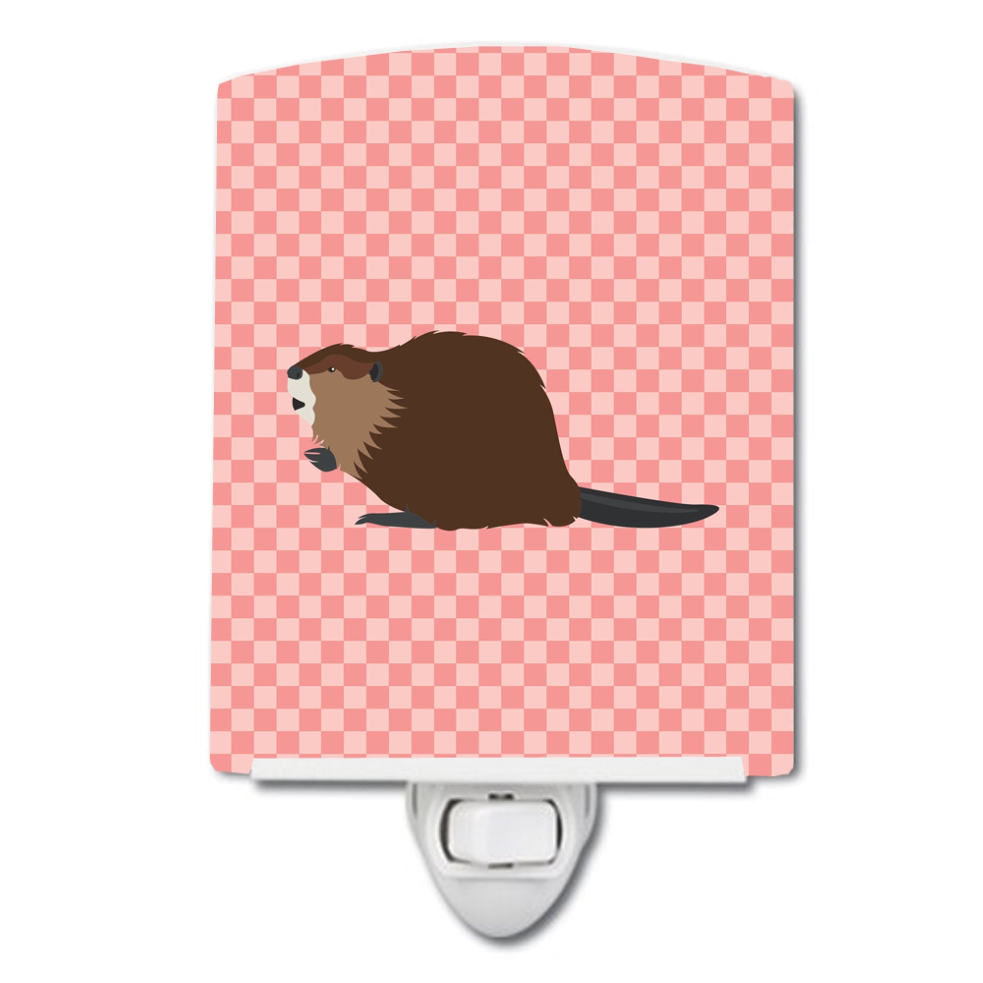  inchCarolines Treasures Eurasian Beaver Pink Check Ceramic Night Light, 6x4, Multicolor inch