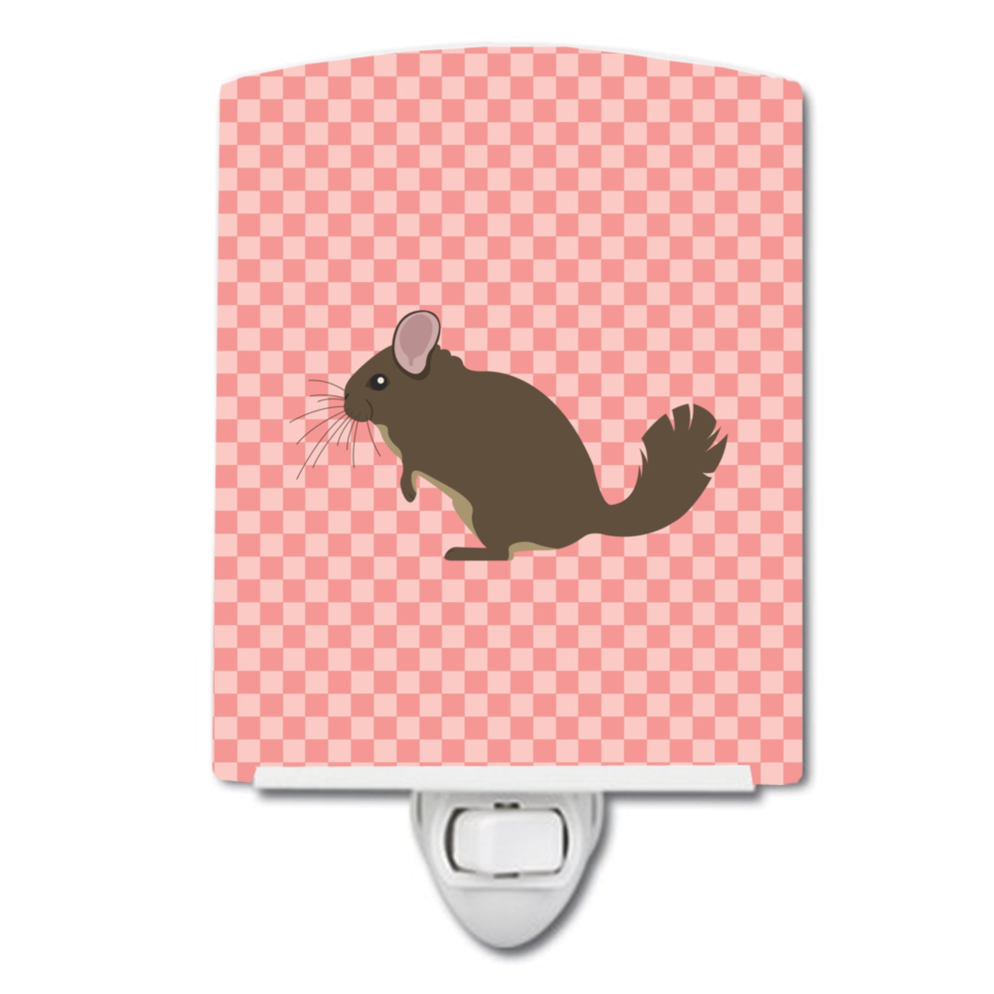  inchCarolines Treasures Chinchilla Pink Check Ceramic Night Light, 6x4, Multicolor inch