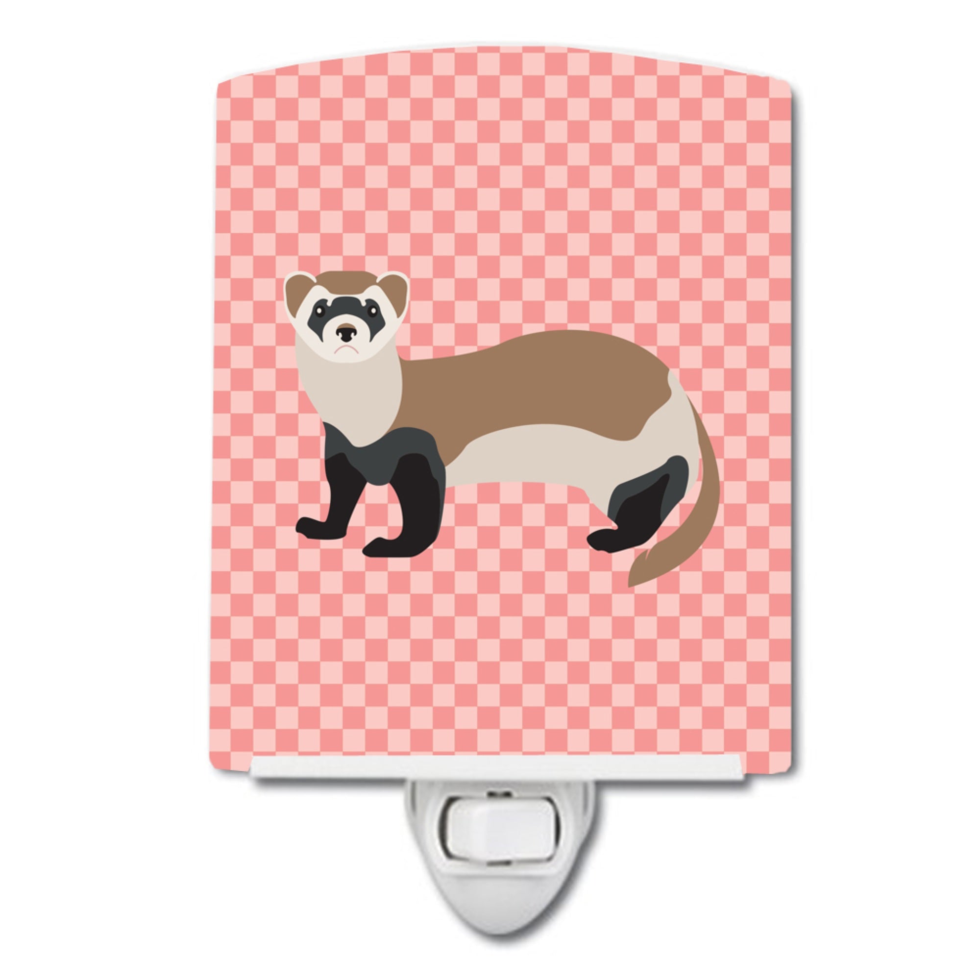  inchCarolines Treasures Ferret Pink Check Ceramic Night Light, 6x4, Multicolor inch