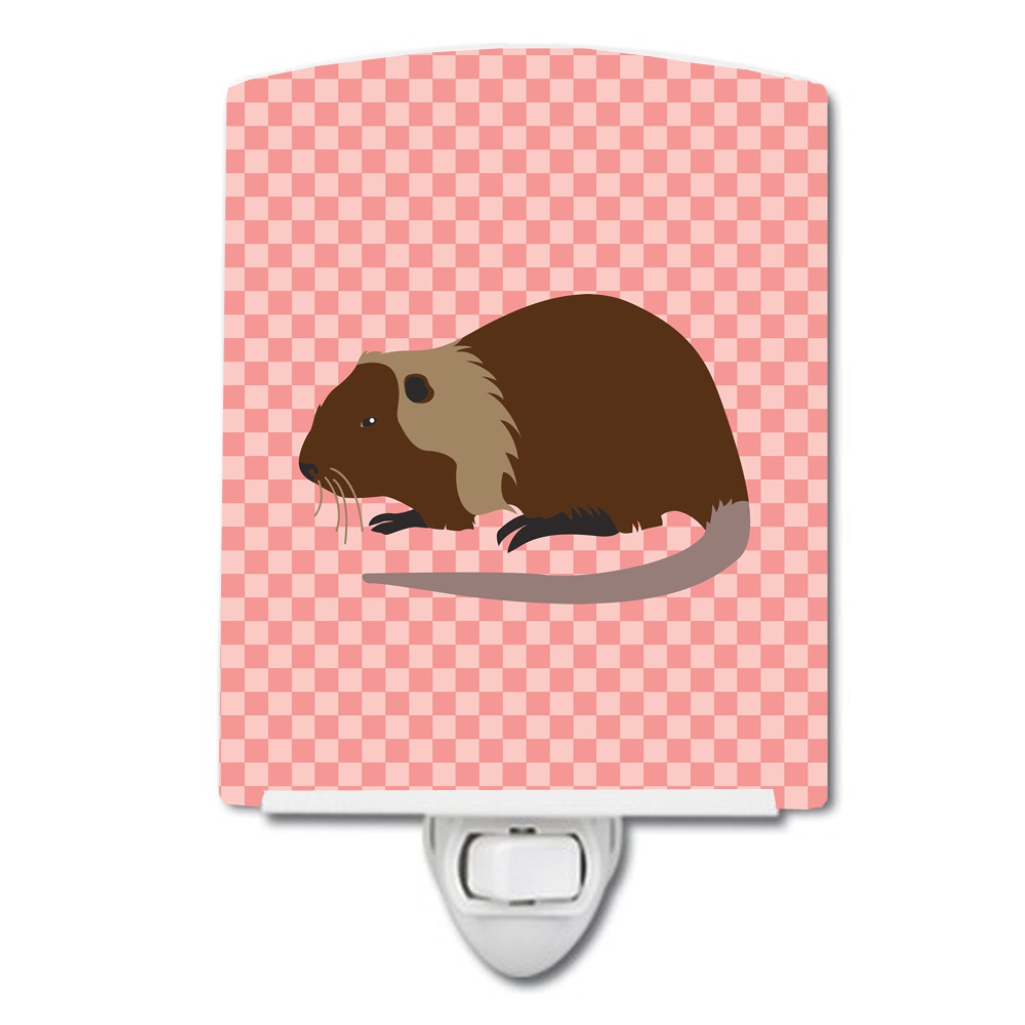  inchCarolines Treasures Coypu Nutria River Rat Pink Check Ceramic Night Light, 6x4, Multicolor inch