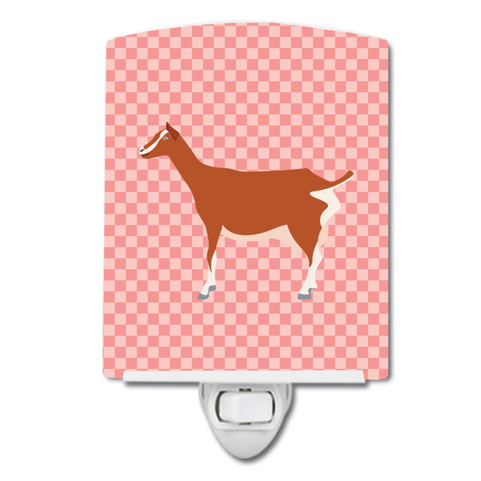  inchCarolines Treasures Toggenburger Goat Pink Check Ceramic Night Light, 6x4, Multicolor inch