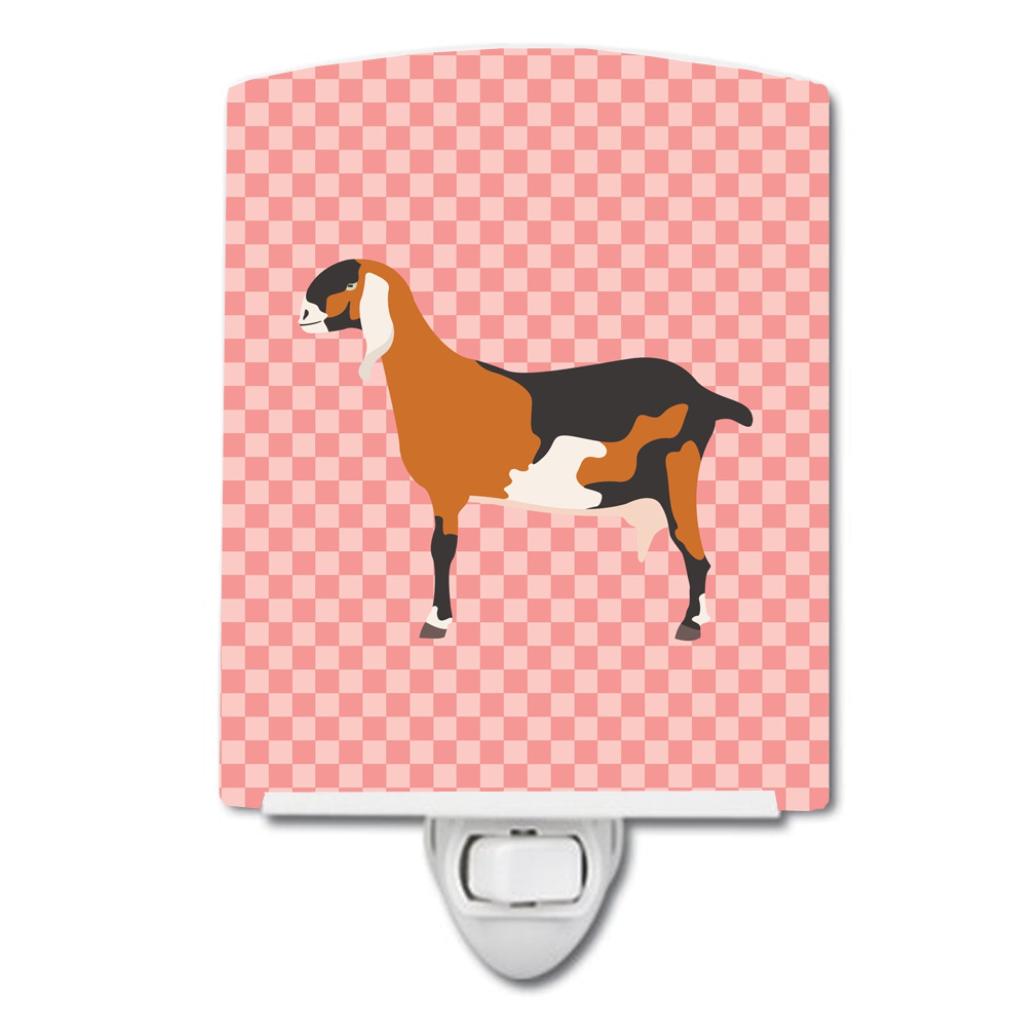  inchCarolines Treasures Anglo Nubian Goat Pink Check Ceramic Night Light, 6x4, Multicolor inch