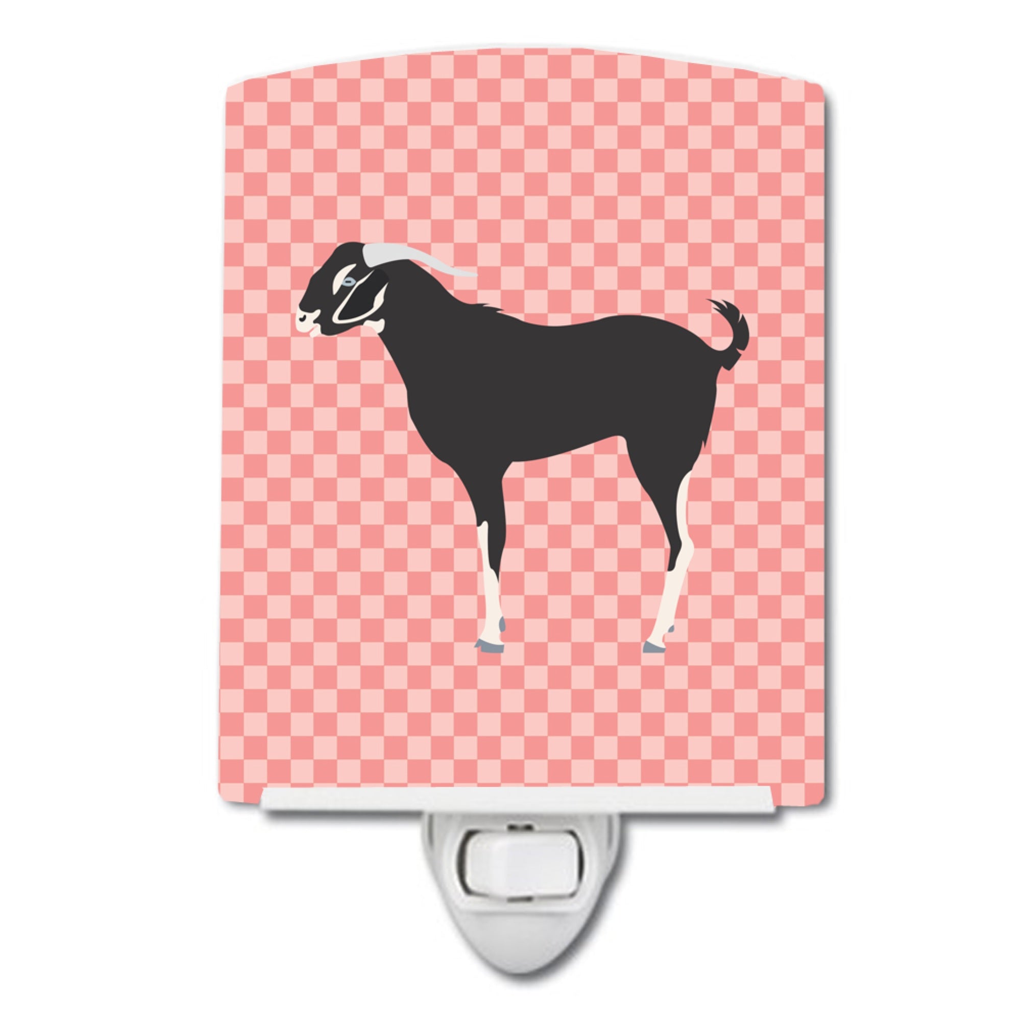  inchCarolines Treasures Black Bengal Goat Pink Check Ceramic Night Light, 6x4, Multicolor inch