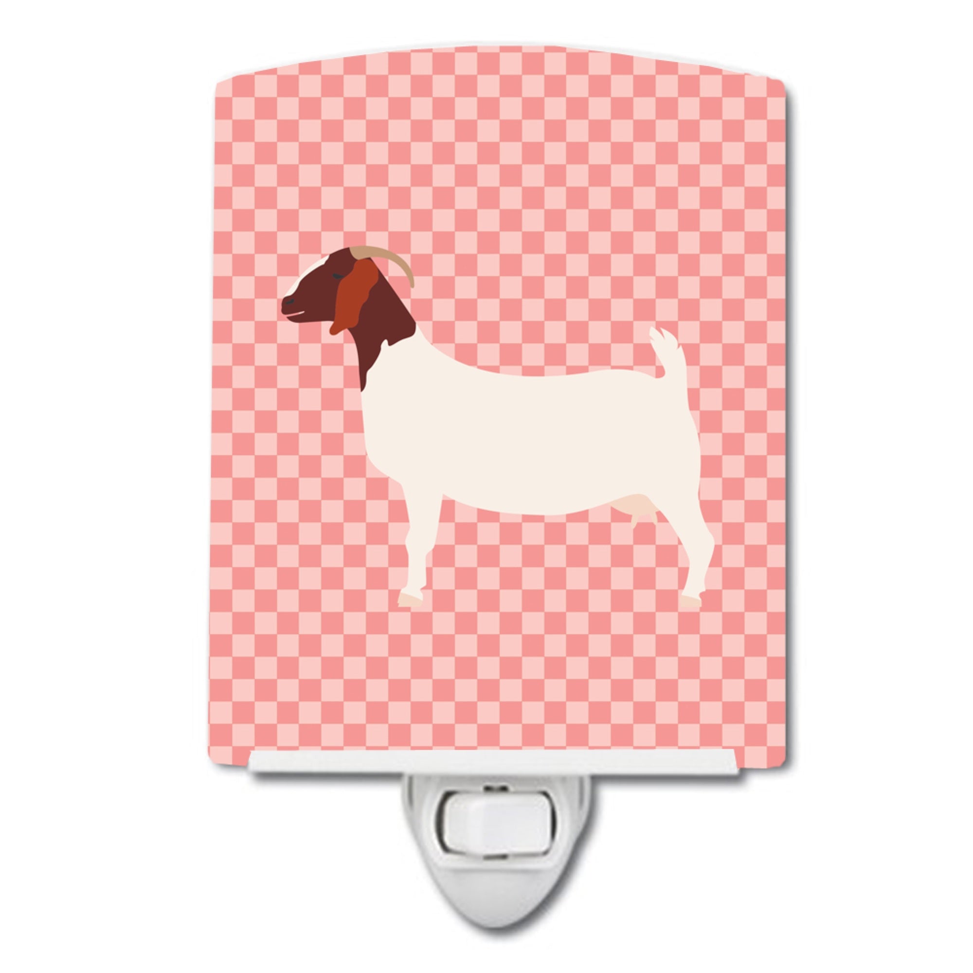  inchCarolines Treasures Boer Goat Pink Check Ceramic Night Light, 6x4, Multicolor inch