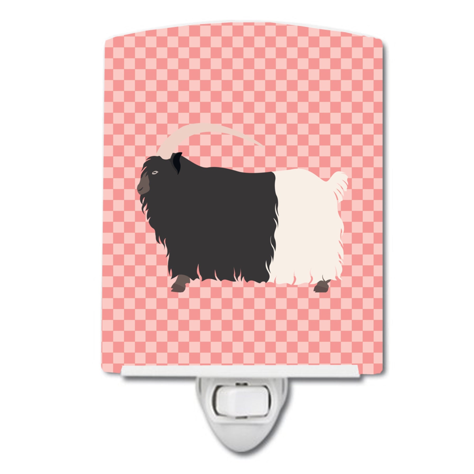  inchCarolines Treasures Welsh BlackNecked Goat Pink Check Ceramic Night Light, 6x4, Multicolor inch