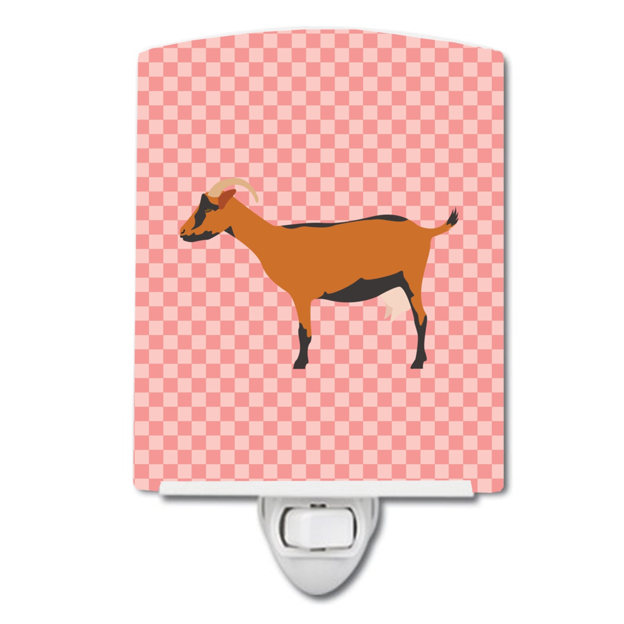  inchCarolines Treasures Oberhasli Goat Pink Check Ceramic Night Light, 6x4, Multicolor inch