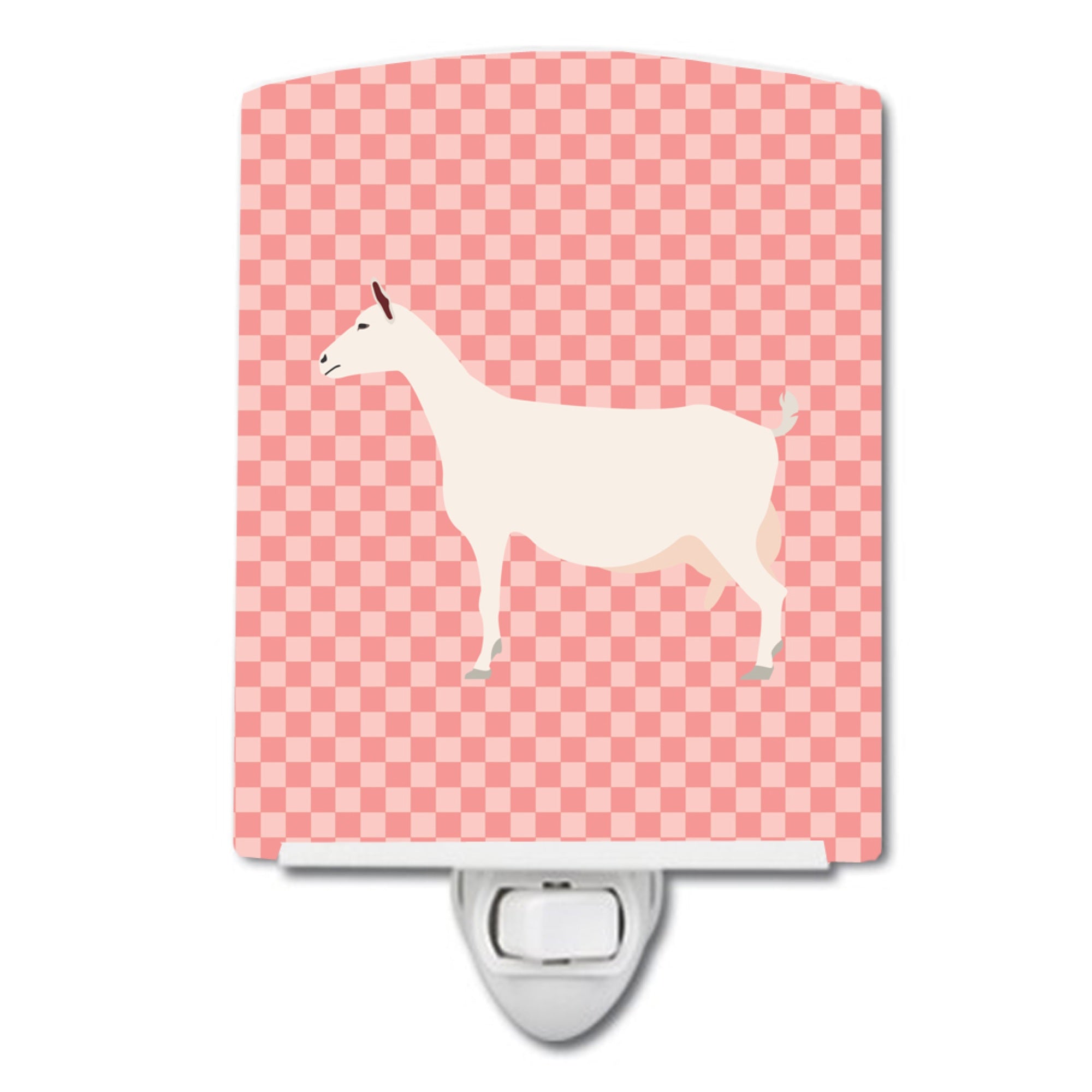  inchCarolines Treasures Saanen Goat Pink Check Ceramic Night Light, 6x4, Multicolor inch