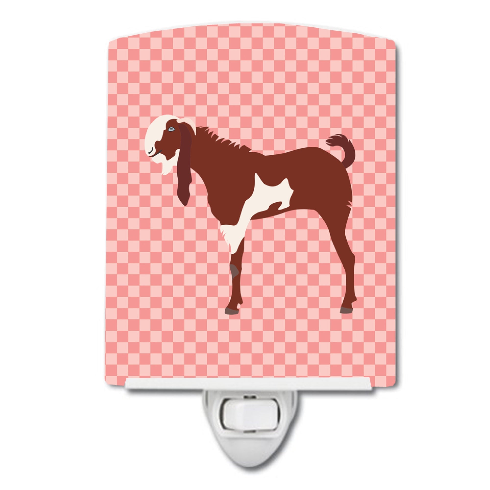  inchCarolines Treasures Jamnapari Goat Pink Check Ceramic Night Light, 6x4, Multicolor inch