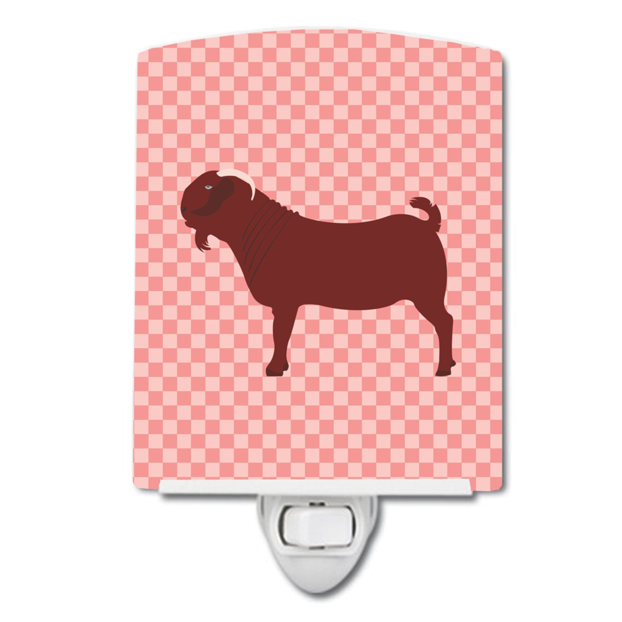  inchCarolines Treasures Kalahari Red Goat Pink Check Ceramic Night Light, 6x4, Multicolor inch