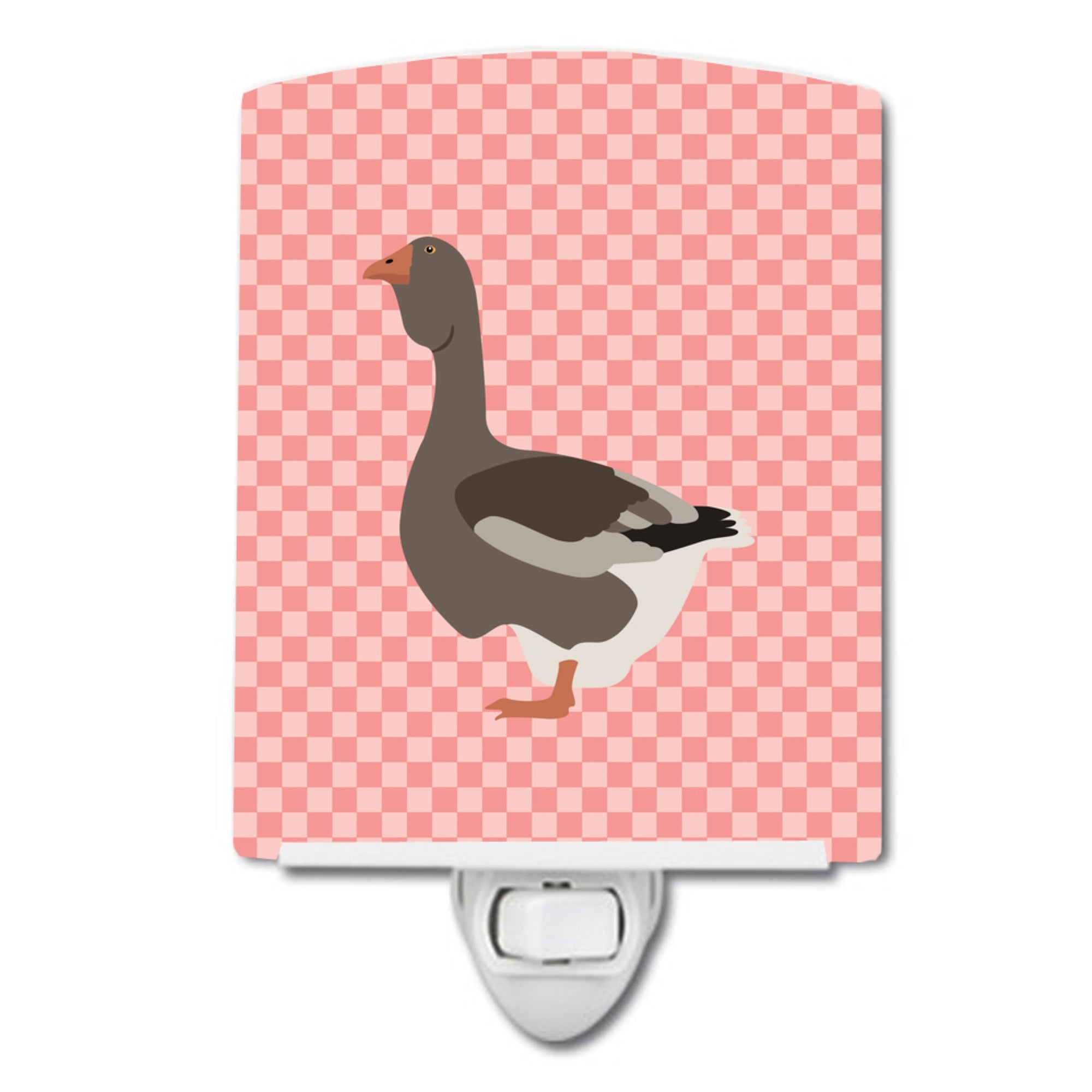  inchCarolines Treasures Toulouse Goose Pink Check Ceramic Night Light, 6x4, Multicolor inch