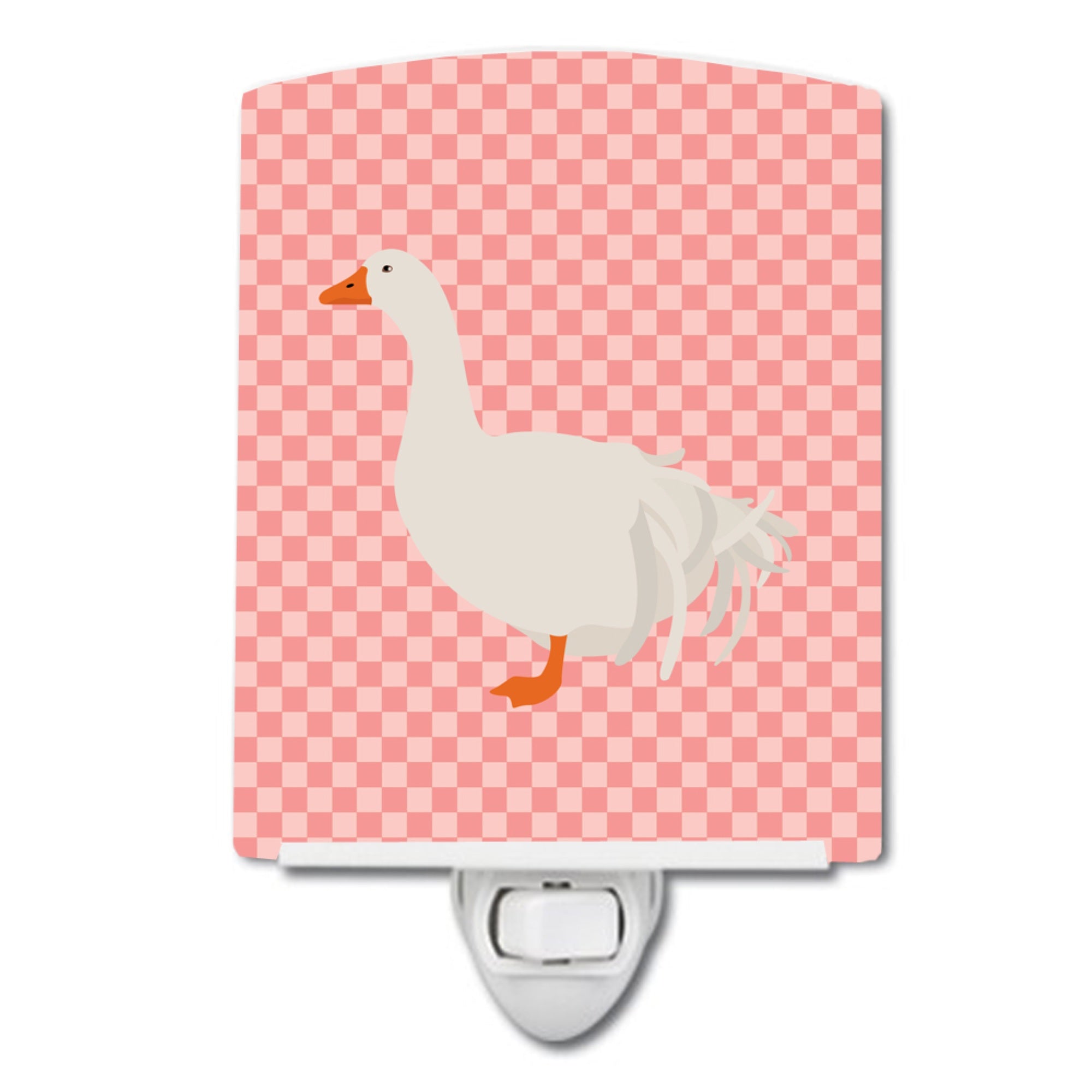  inchCarolines Treasures Sebastopol Goose Pink Check Ceramic Night Light, 6x4, Multicolor inch