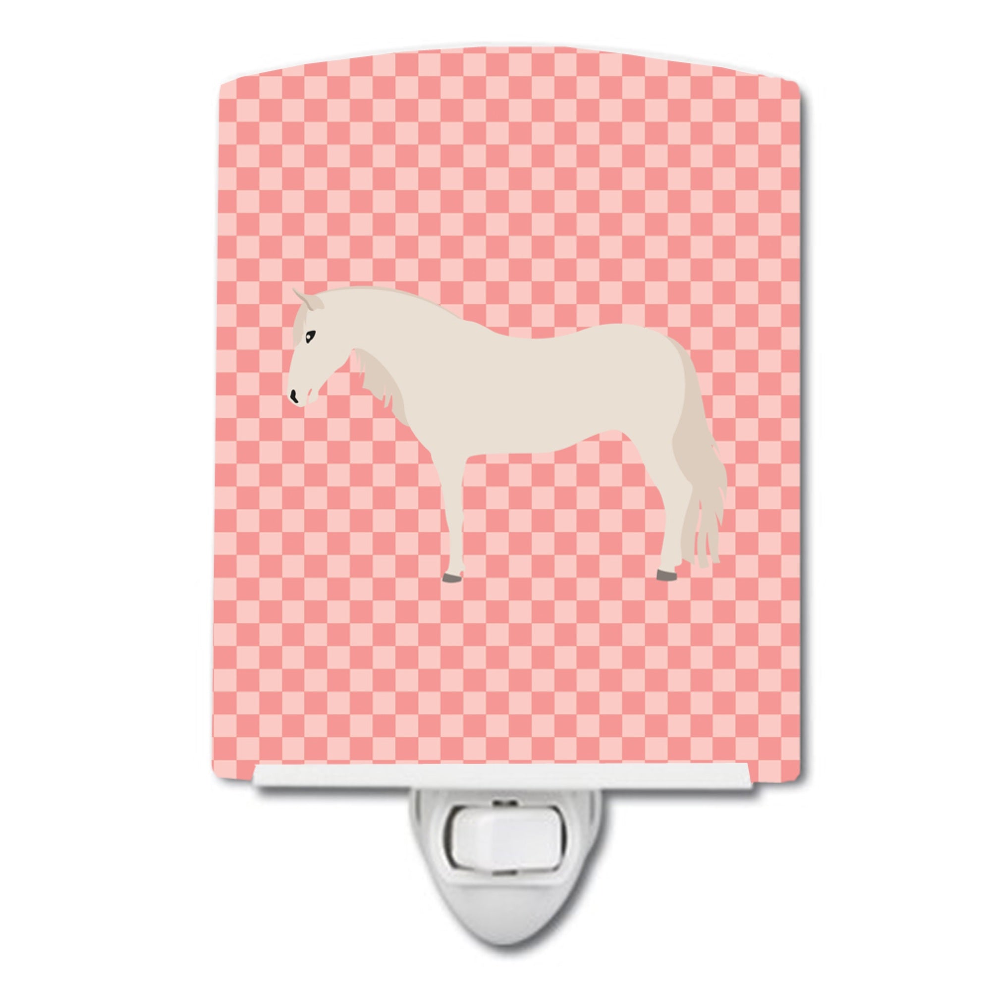  inchCarolines Treasures Paso Fino Horse Pink Check Ceramic Night Light, 6x4, Multicolor inch