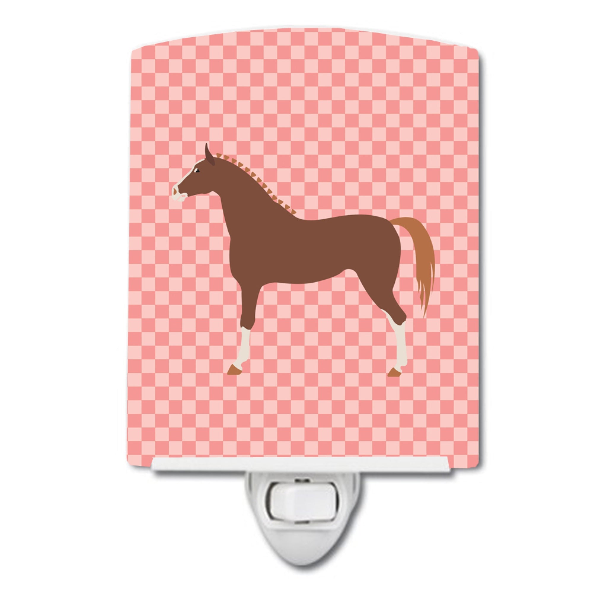  inchCarolines Treasures Hannoverian Horse Pink Check Ceramic Night Light, 6x4, Multicolor inch