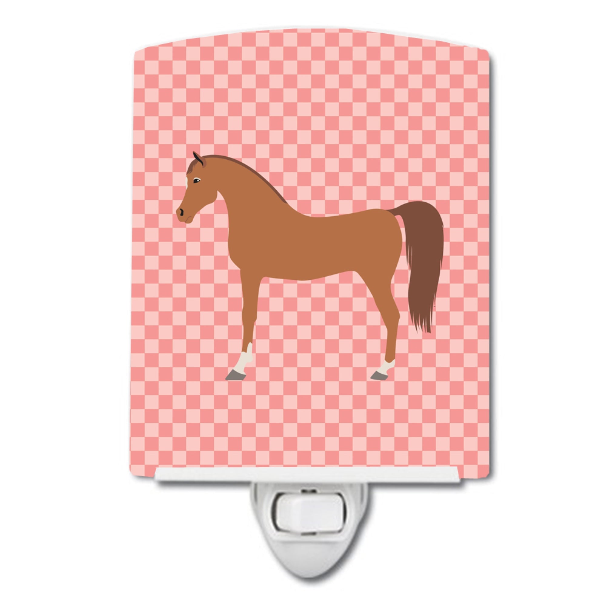  inchCarolines Treasures Arabian Horse Pink Check Ceramic Night Light, 6x4, Multicolor inch
