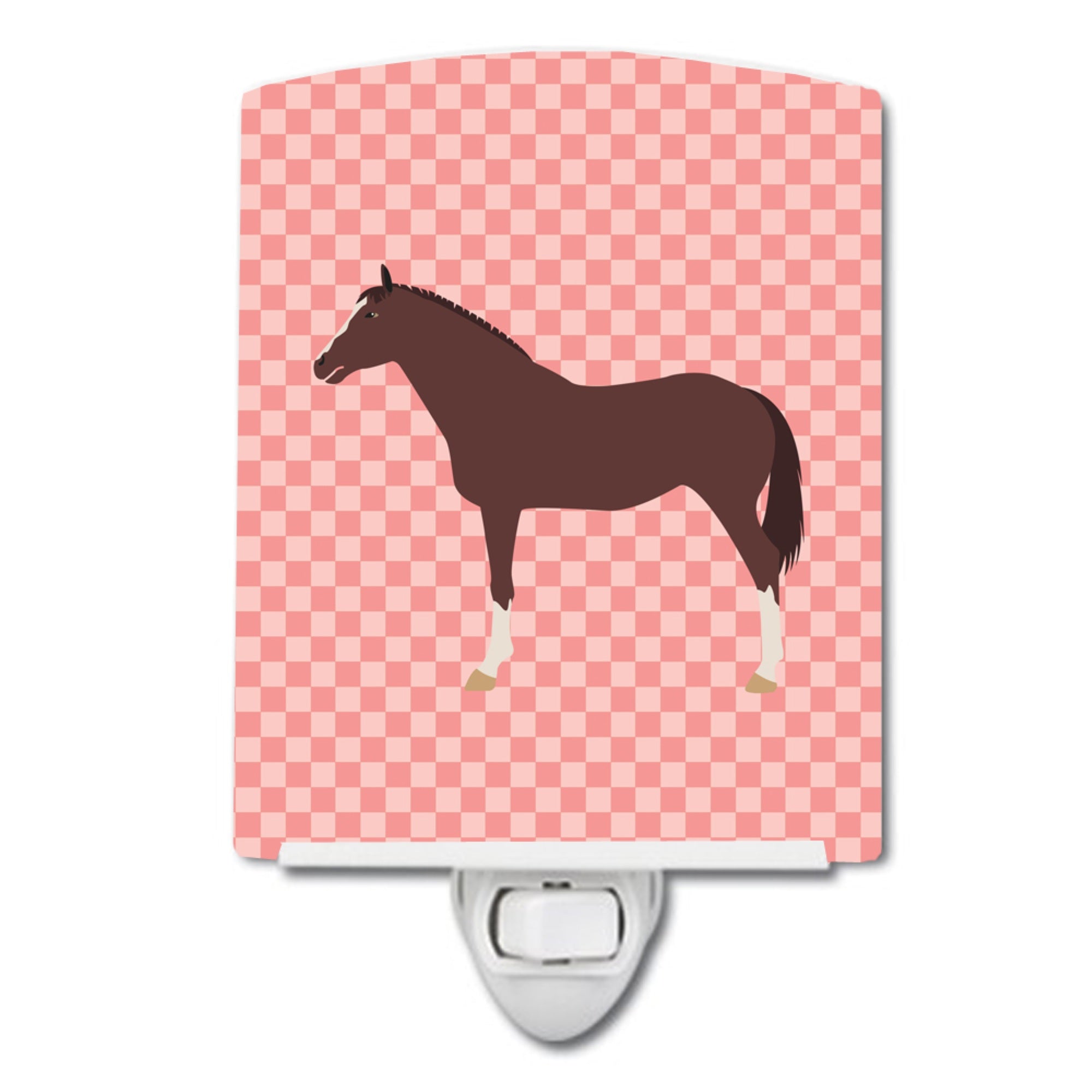  inchCarolines Treasures English Thoroughbred Horse Pink Check Ceramic Night Light, 6x4, Multicolor inch