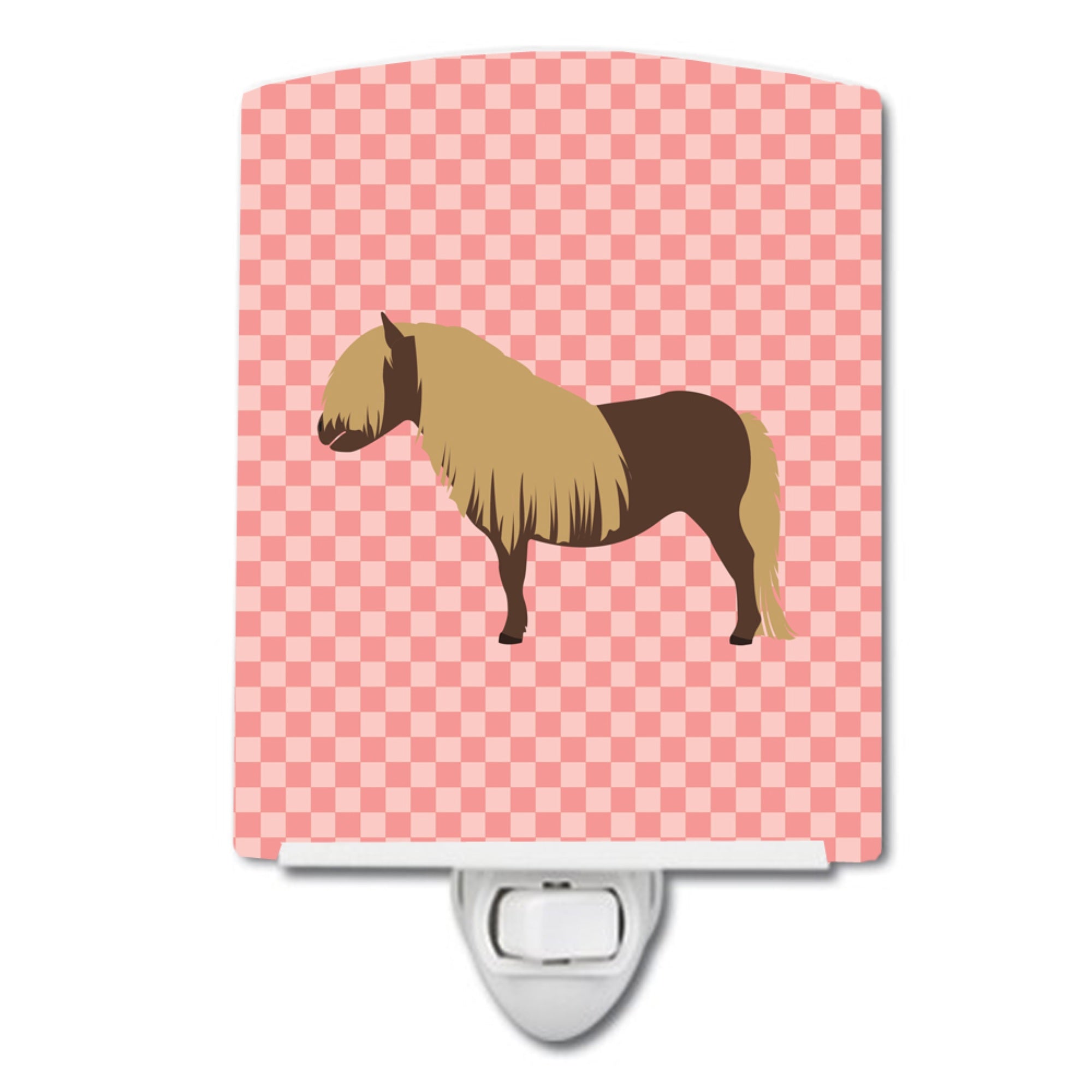  inchCarolines Treasures Shetland Pony Horse Pink Check Ceramic Night Light, 6x4, Multicolor inch